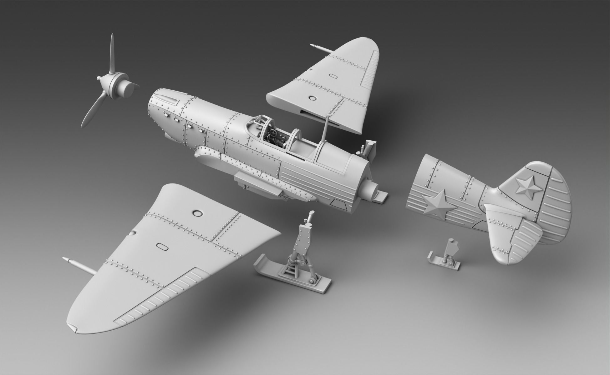 Soviet plane Yak-2 plane on skis 3D print model_2