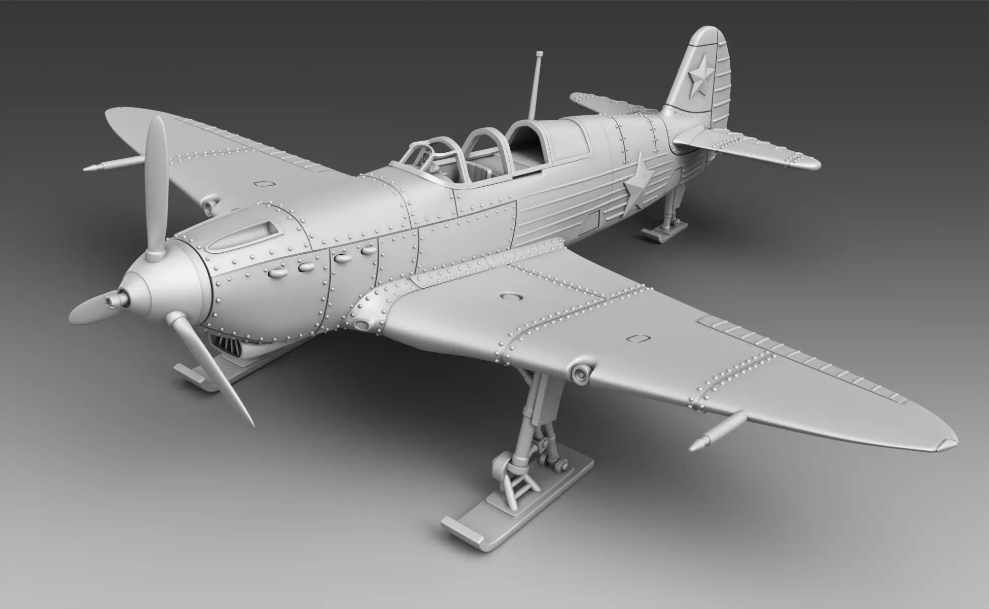 Soviet plane Yak-2 plane on skis 3D print model_0