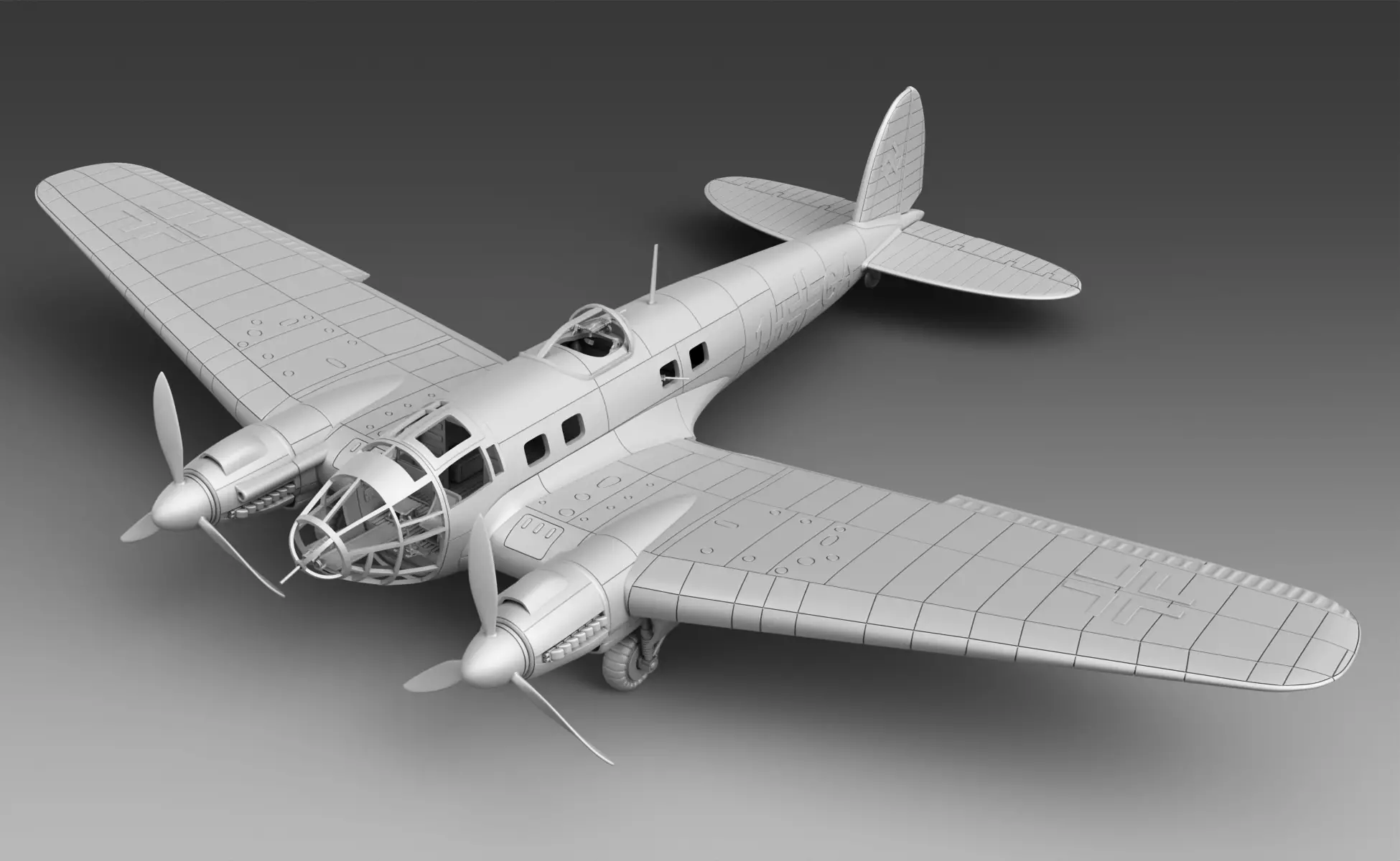 German plane Heinkel-111 3D print model_0