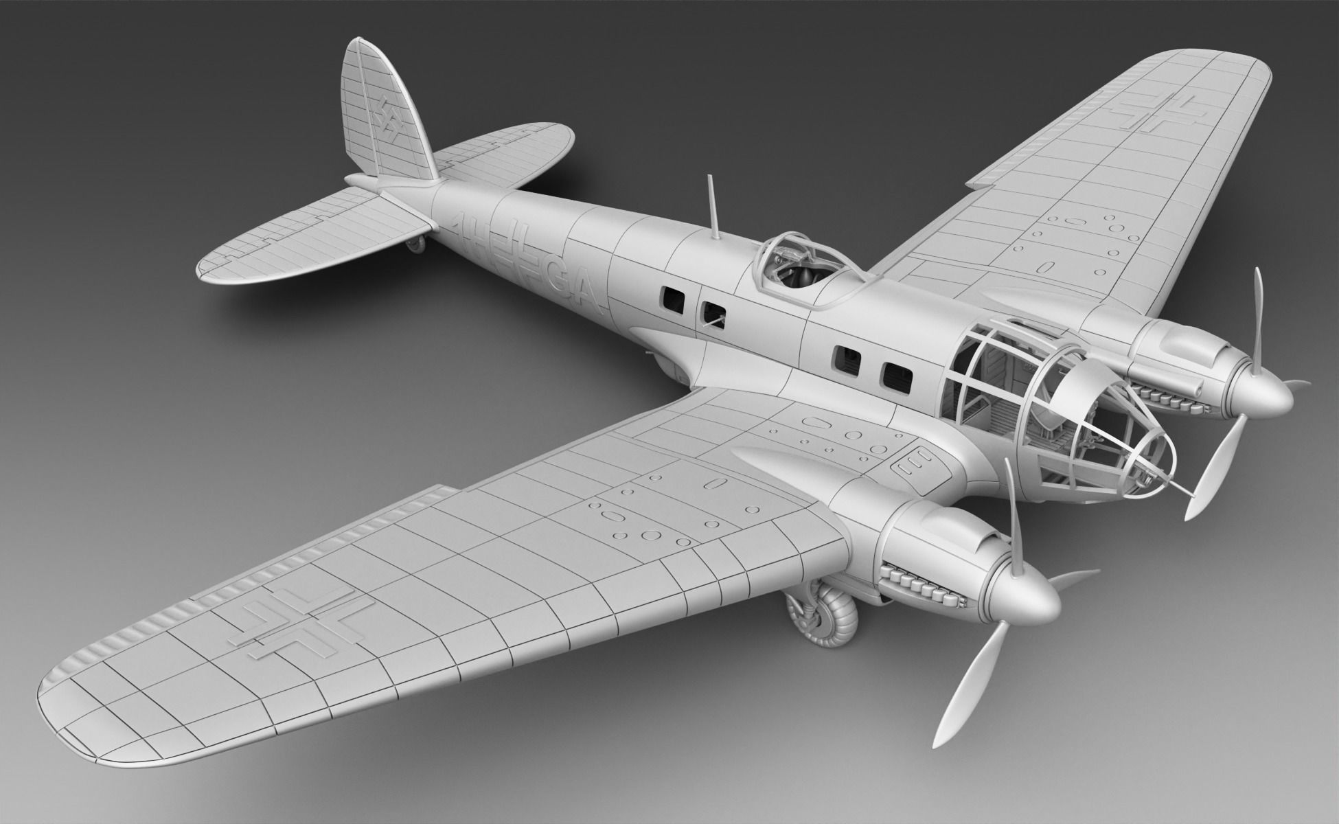 German plane Heinkel-111 3D print model_1