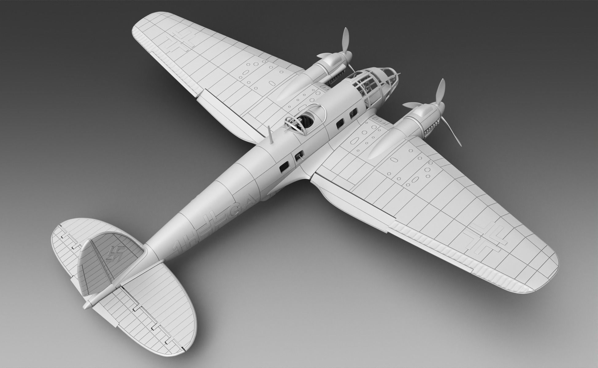 German plane Heinkel-111 3D print model_2