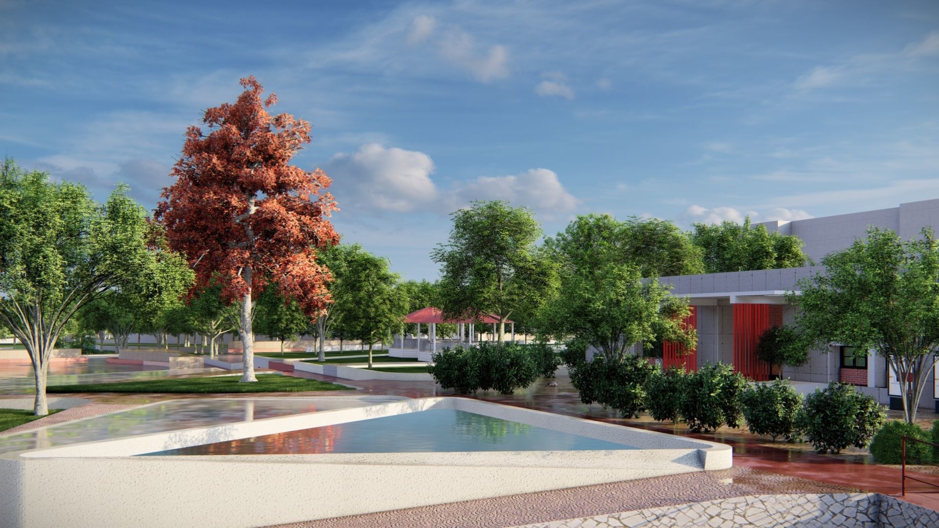 UNIVERSITY CAMPUS SKETCHUP MODEL Low-poly 3D model_31