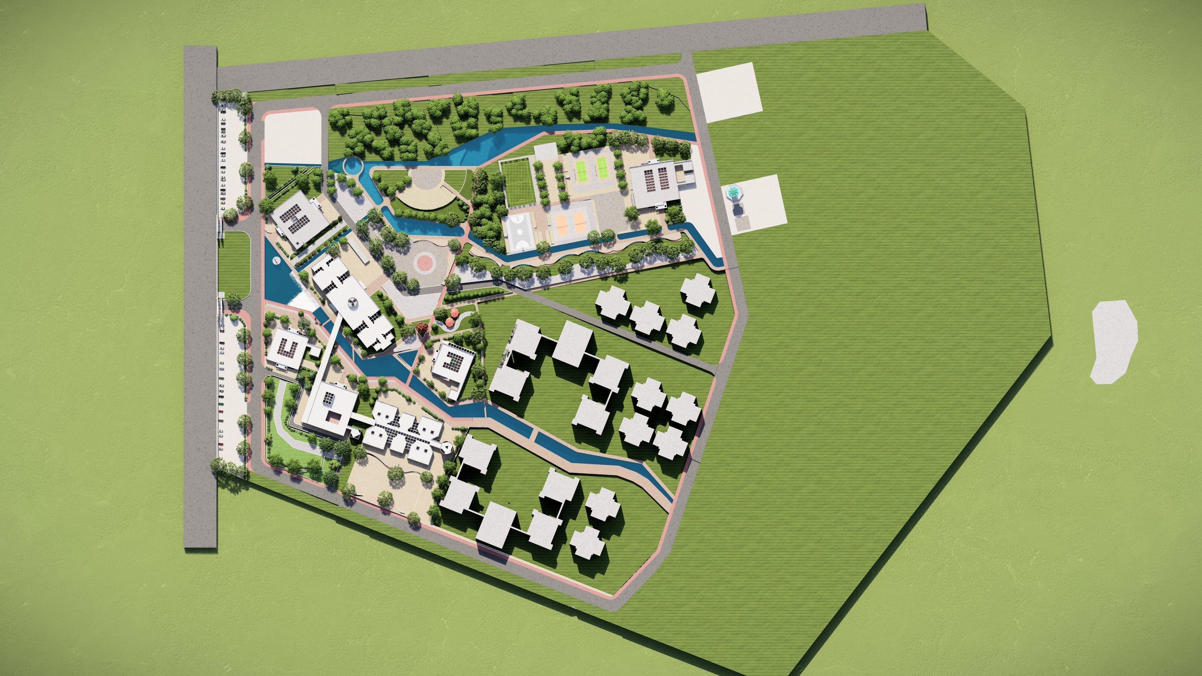 UNIVERSITY CAMPUS SKETCHUP MODEL Low-poly 3D model_30