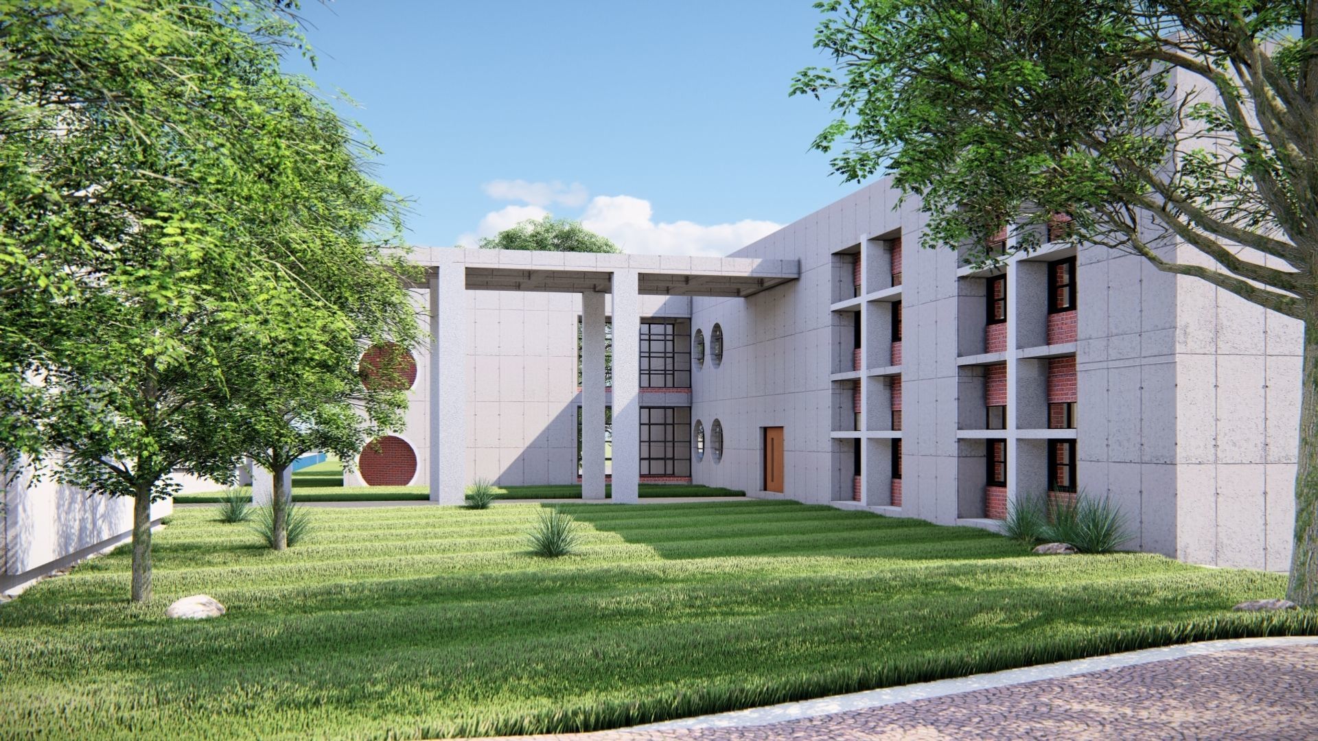 UNIVERSITY CAMPUS SKETCHUP MODEL Low-poly 3D model_8