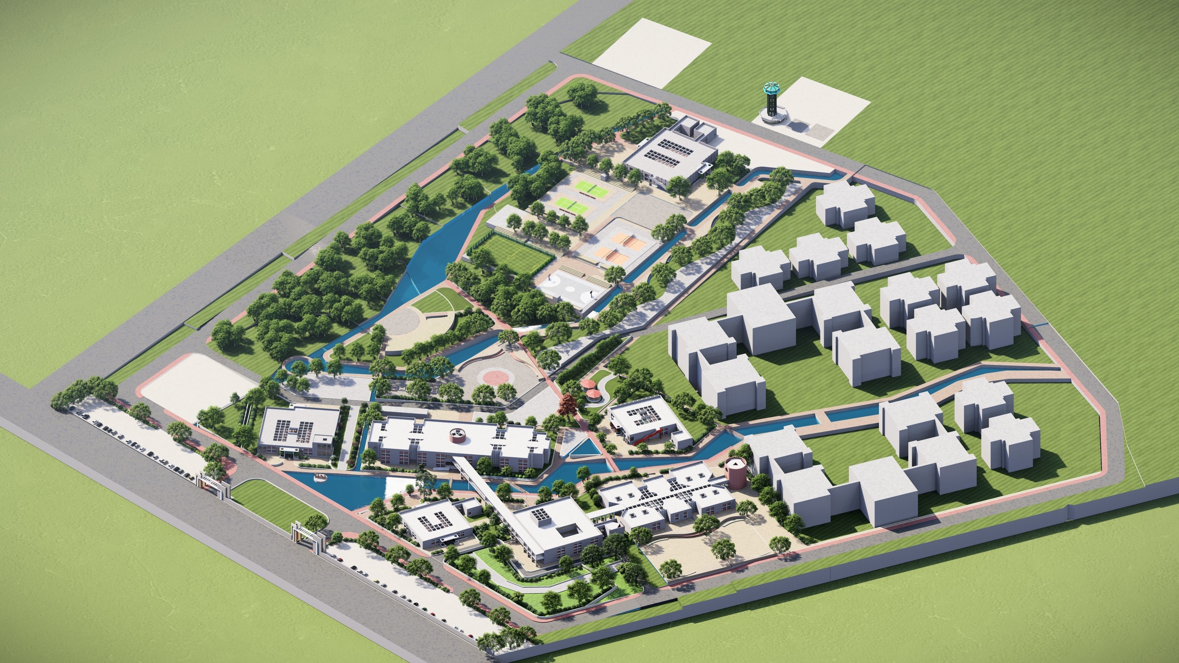 UNIVERSITY CAMPUS SKETCHUP MODEL Low-poly 3D model_24