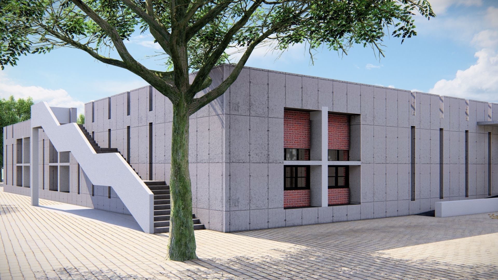 UNIVERSITY CAMPUS SKETCHUP MODEL Low-poly 3D model_17