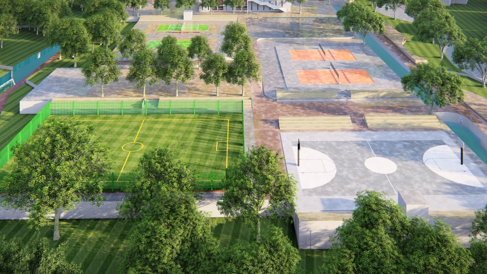 UNIVERSITY CAMPUS SKETCHUP MODEL Low-poly 3D model_29