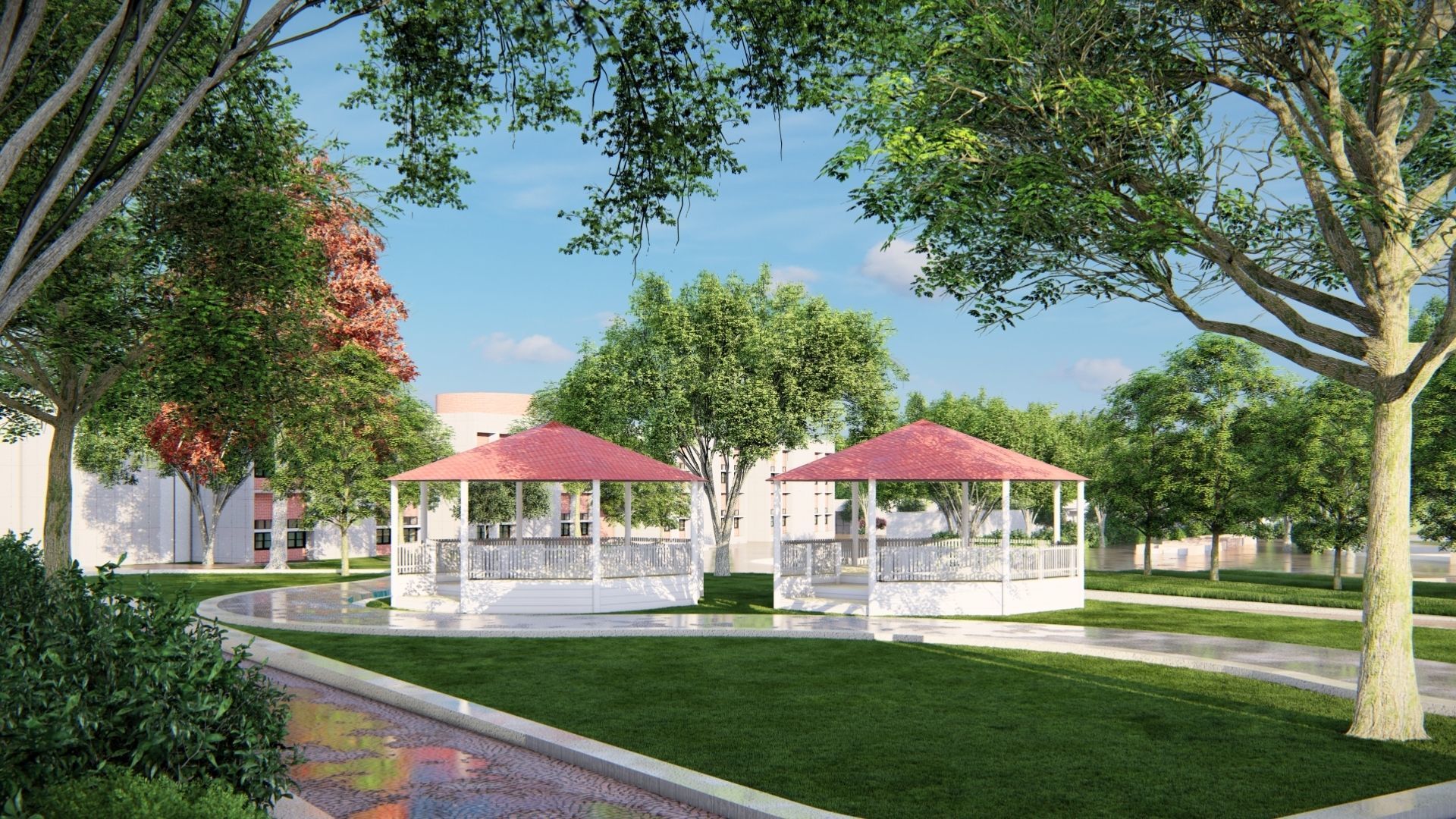 UNIVERSITY CAMPUS SKETCHUP MODEL Low-poly 3D model_22