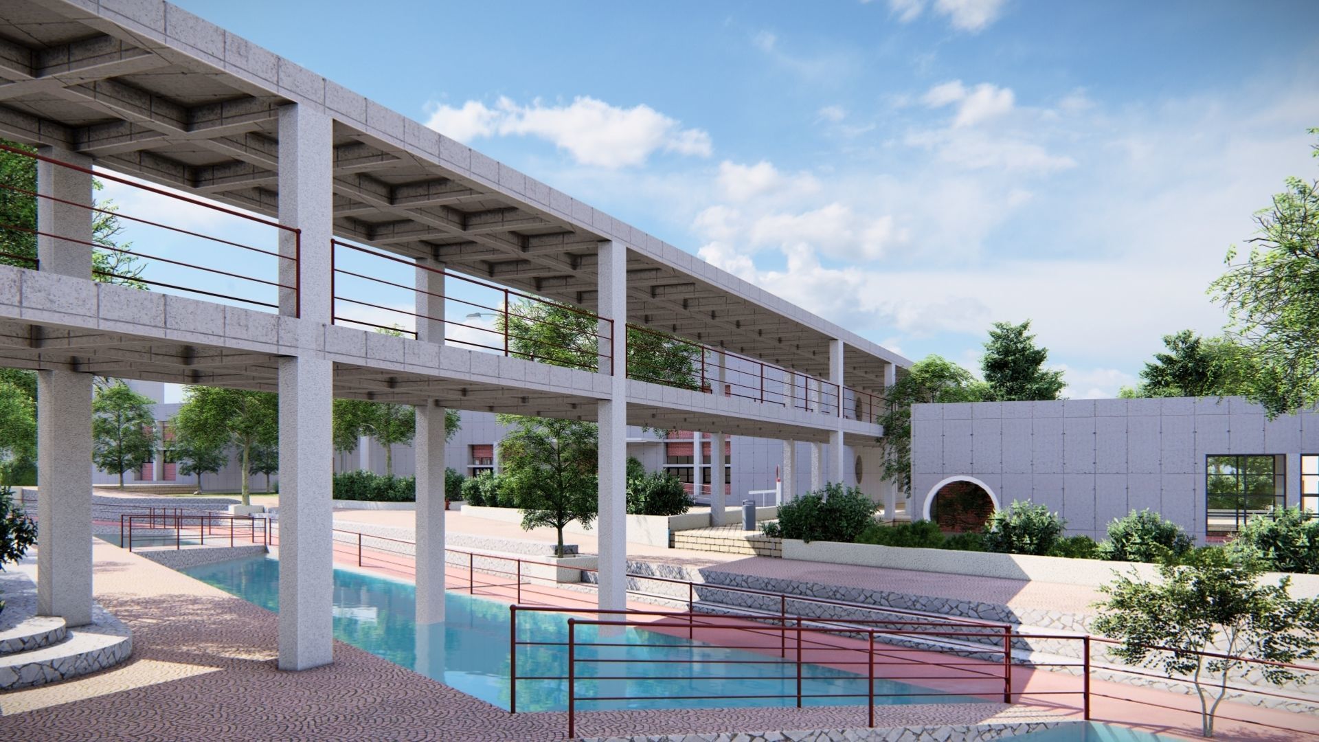 UNIVERSITY CAMPUS SKETCHUP MODEL Low-poly 3D model_4