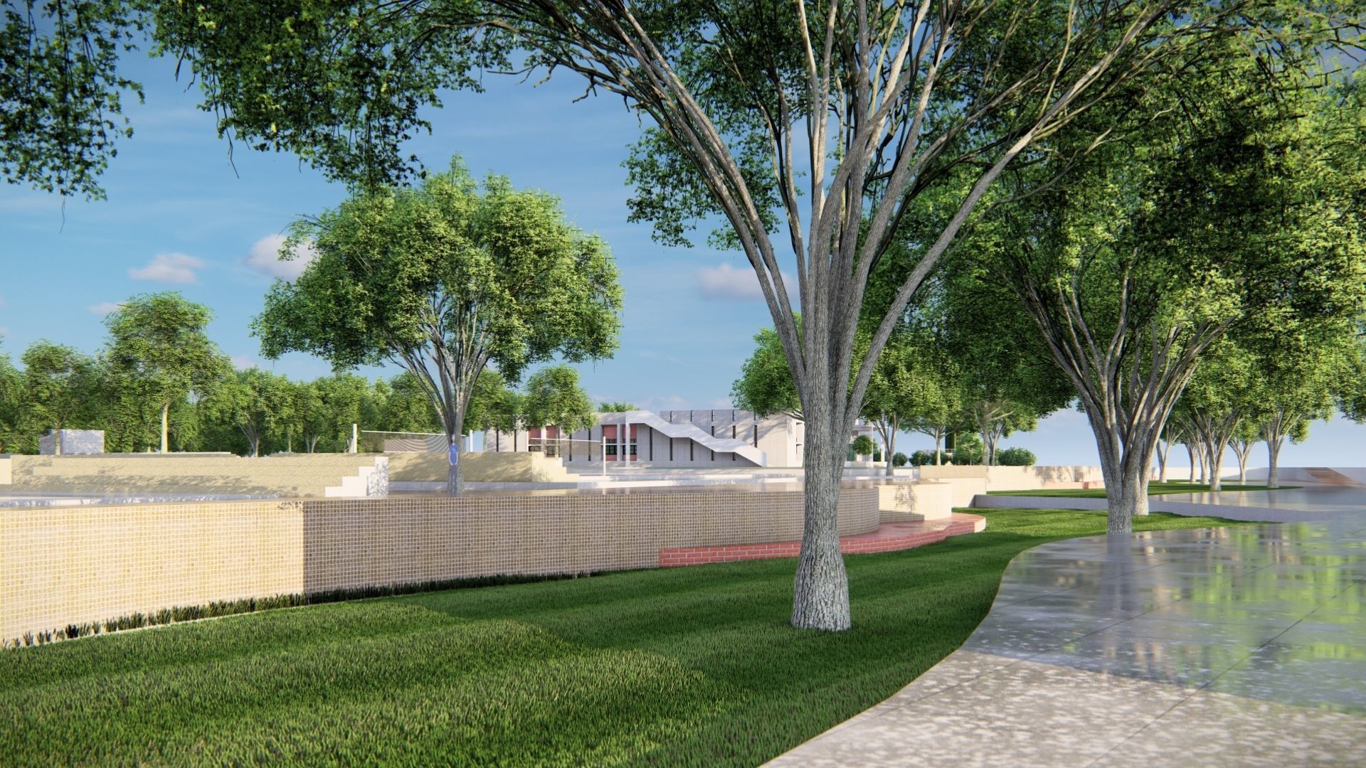 UNIVERSITY CAMPUS SKETCHUP MODEL Low-poly 3D model_21