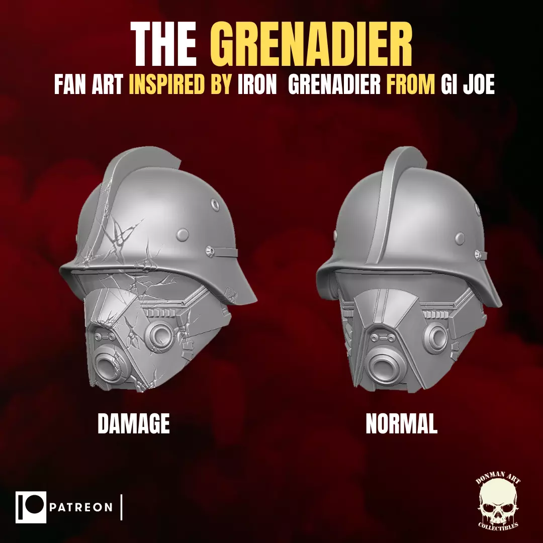 The Grenadier fan art heads for action figures 3D print model_0