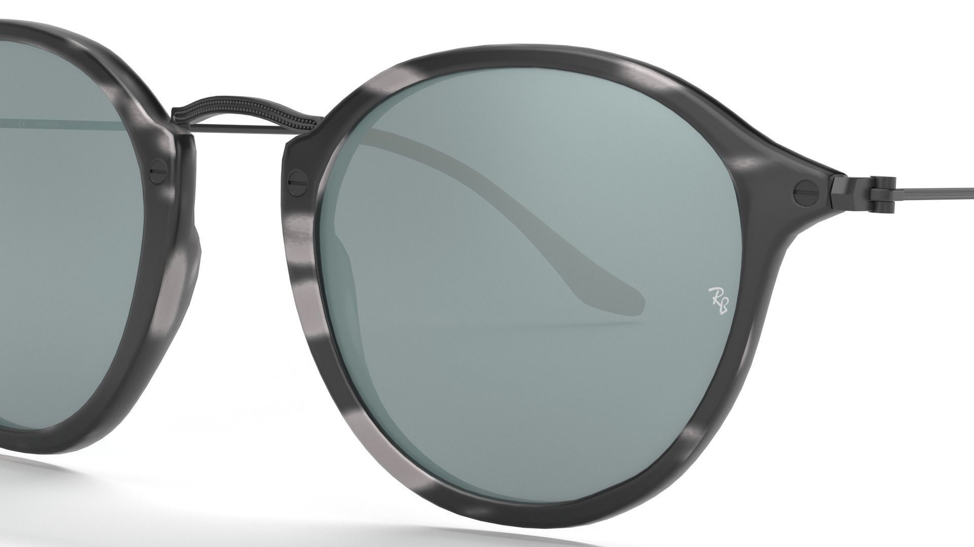 Sunglass Ray Ban Round Fleck Pop Polarized Grey Classic Tortoise 3D model_6