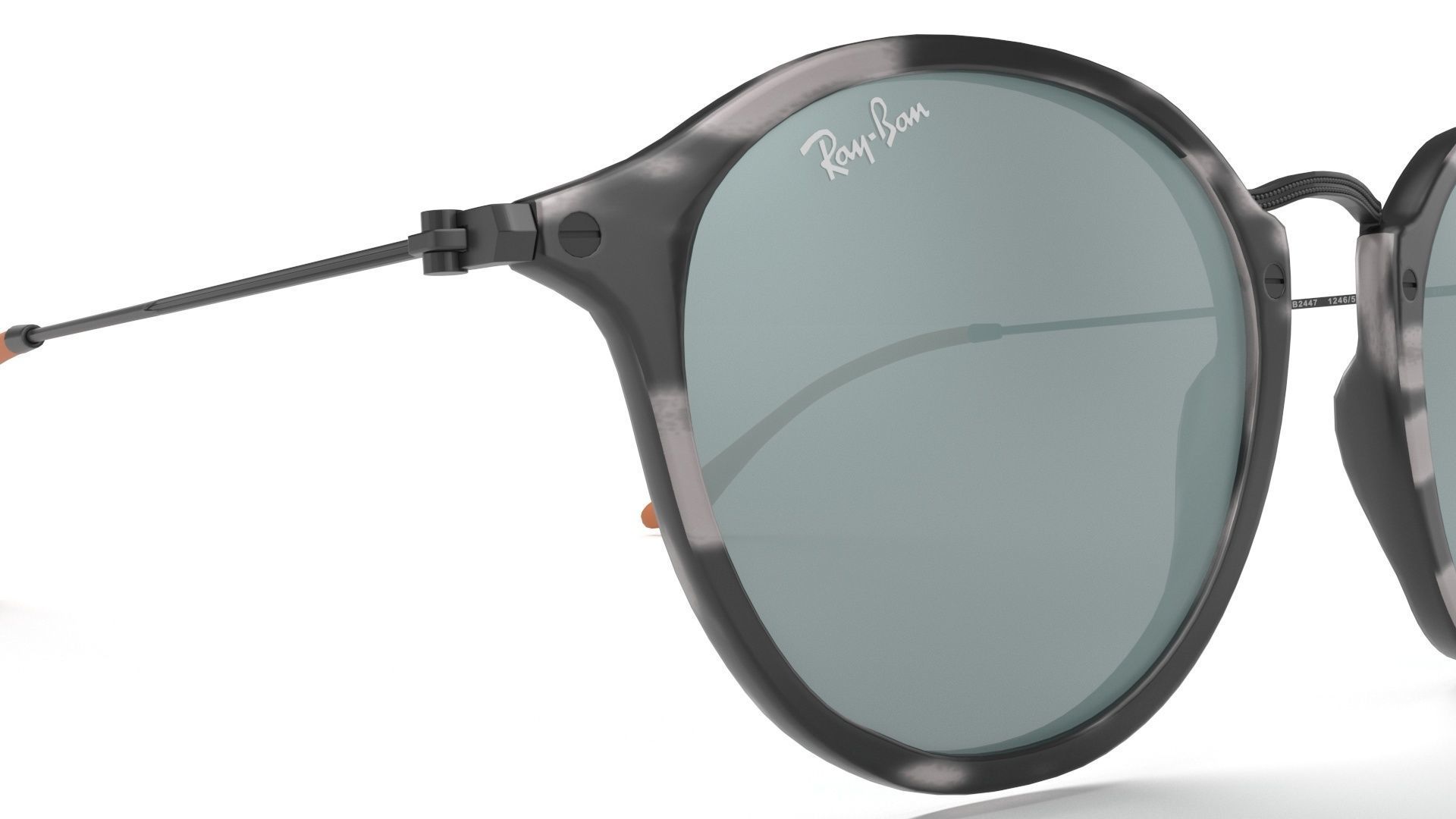 Sunglass Ray Ban Round Fleck Pop Polarized Grey Classic Tortoise 3D model_1
