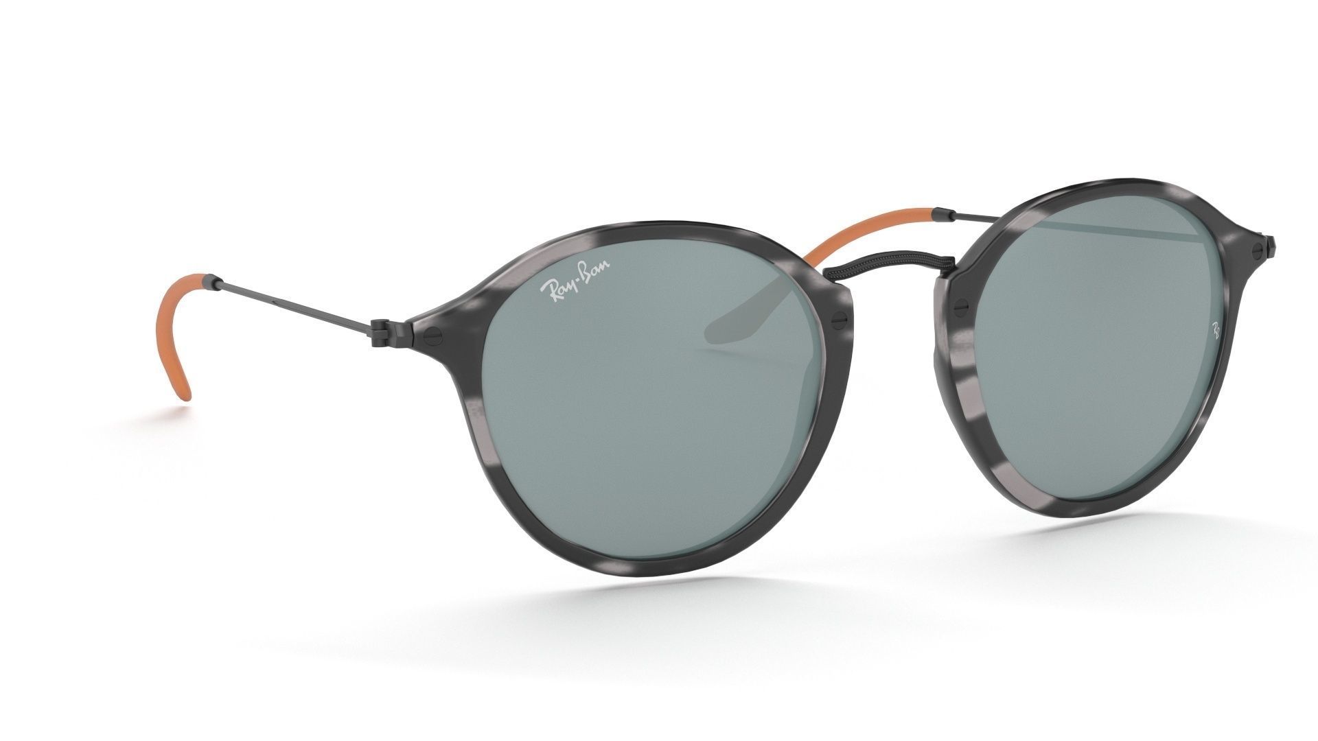 Sunglass Ray Ban Round Fleck Pop Polarized Grey Classic Tortoise 3D model_16