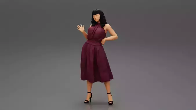 Beautiful Woman in Dress with Hand on Hips