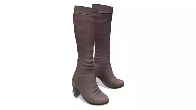 Brown Leather High Heel Calf Boots
