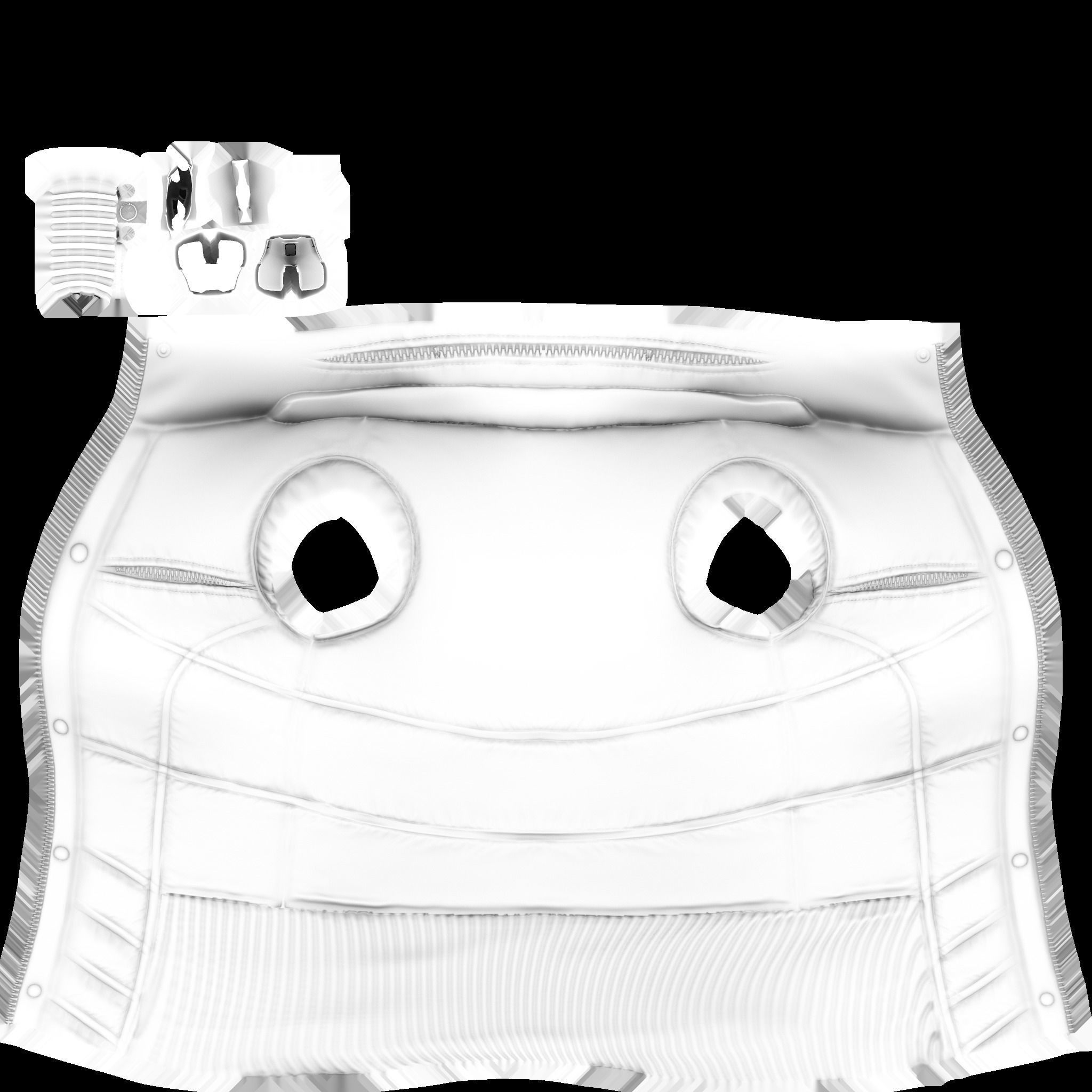 Female Army Green Urban Vest Low-poly 3D model_12