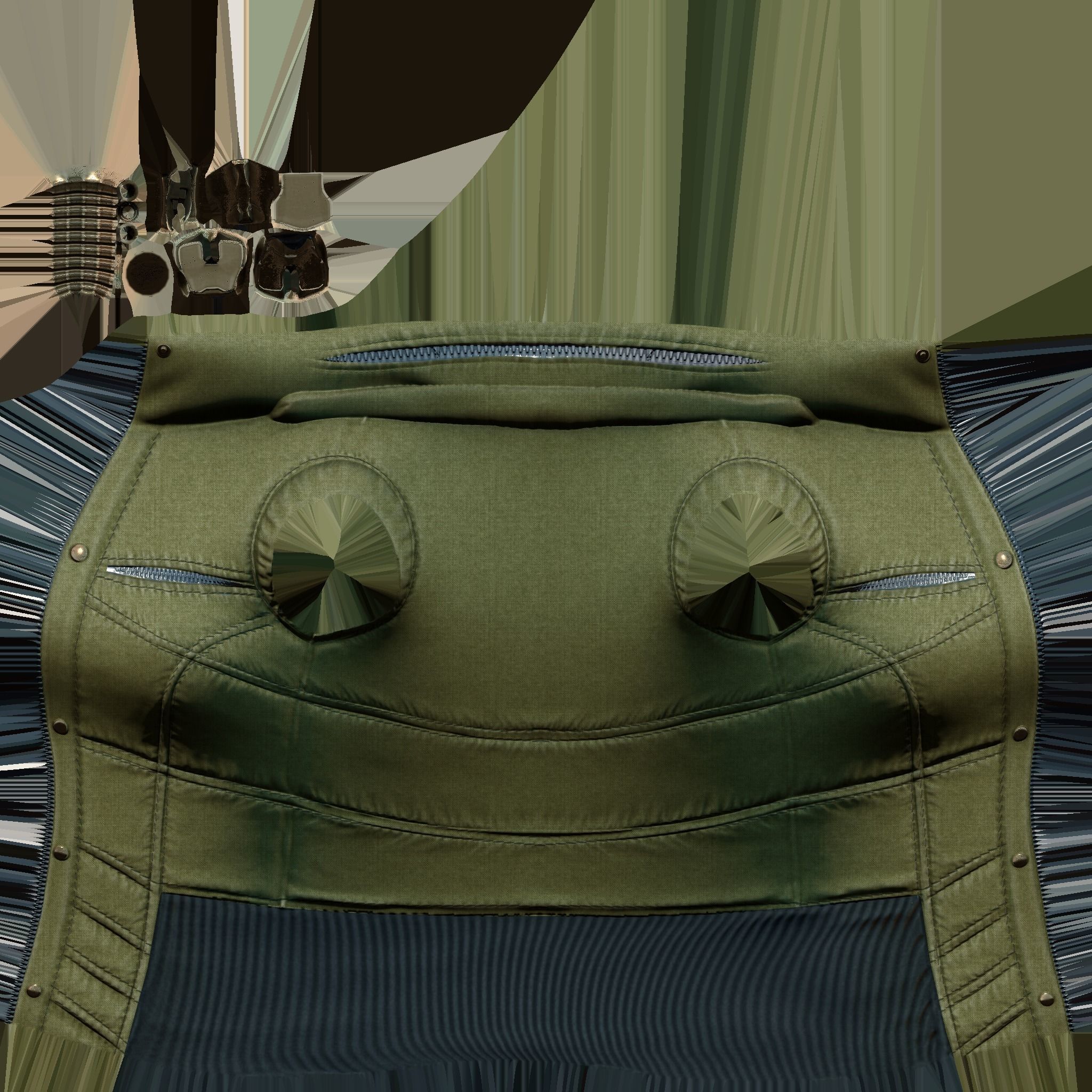 Female Army Green Urban Vest Low-poly 3D model_9