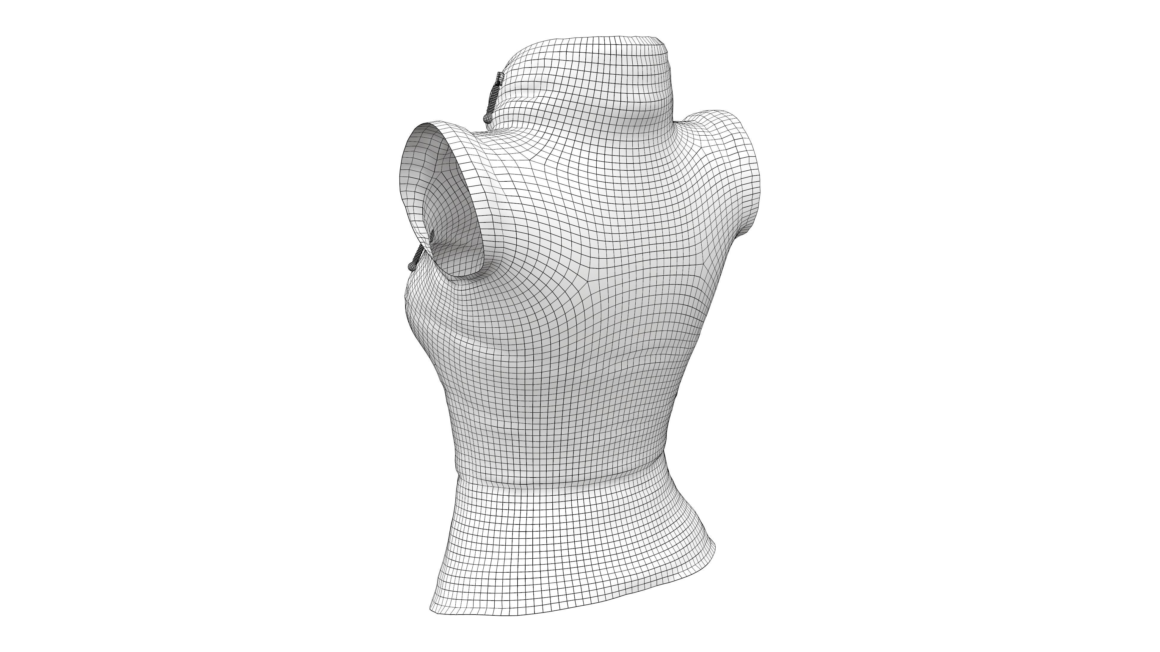 Female Army Green Urban Vest Low-poly 3D model_7