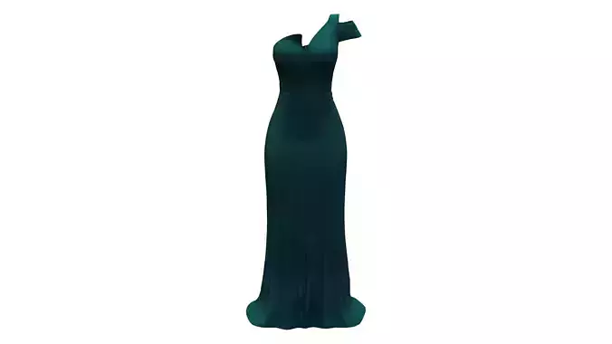 Aqua Velvet One Shoulder Gown Dress