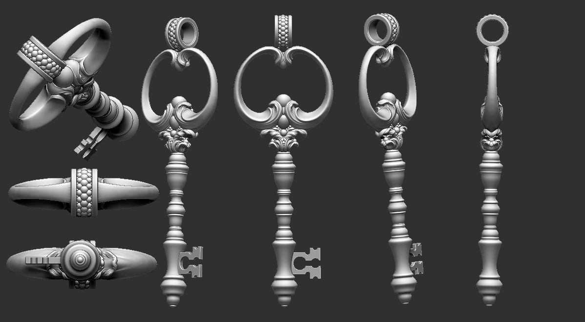 Key Gothic Decorative Jewelry - 3D Model to print 001 3D print model_10