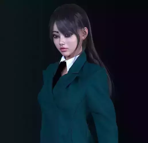 ANIME SET woman in suit 3D model