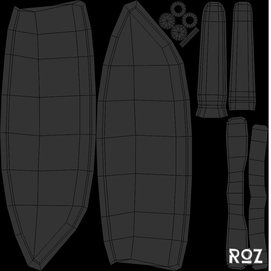 Bowie Knife and Scabbard Low-poly 3D model_19
