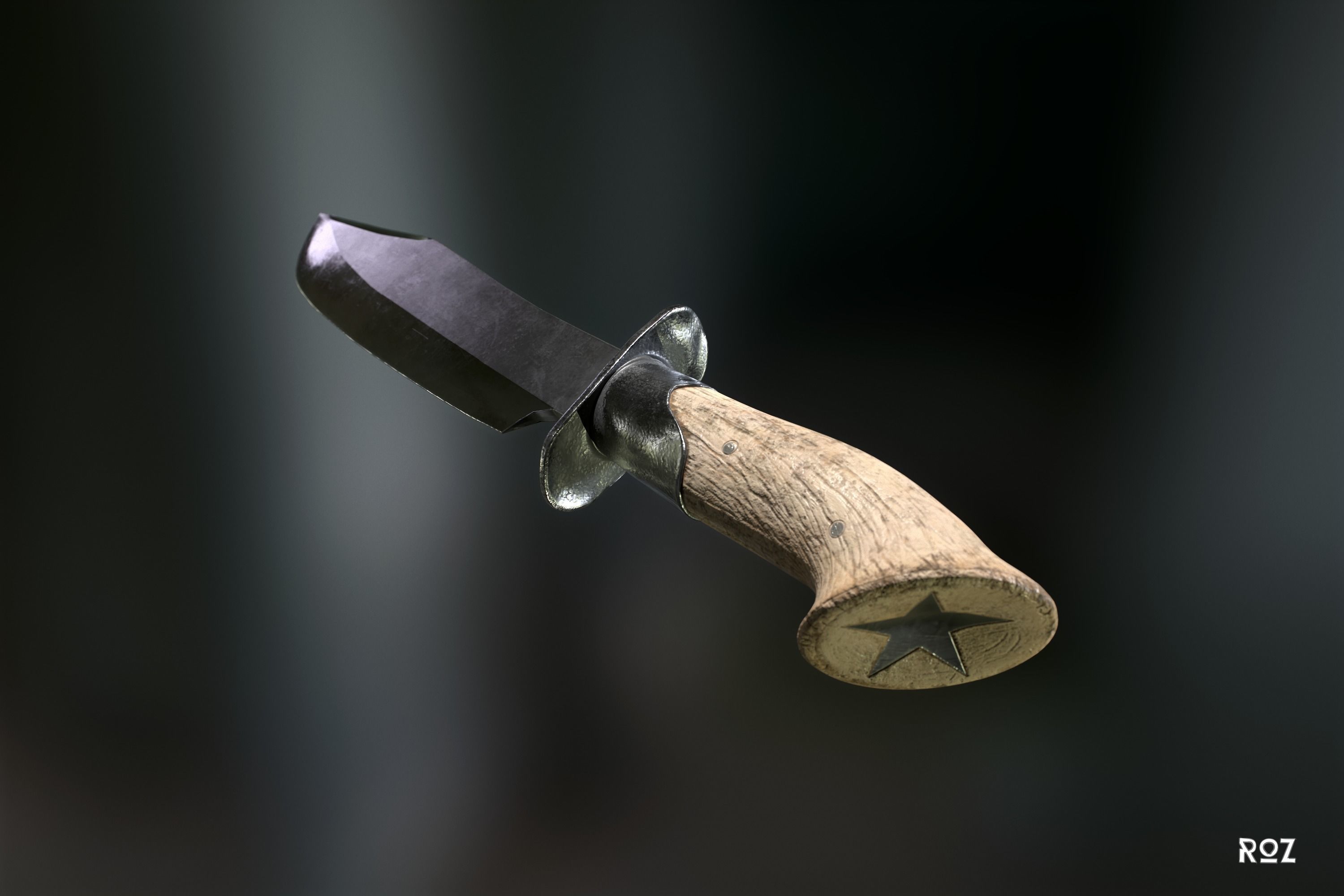 Bowie Knife and Scabbard Low-poly 3D model_13