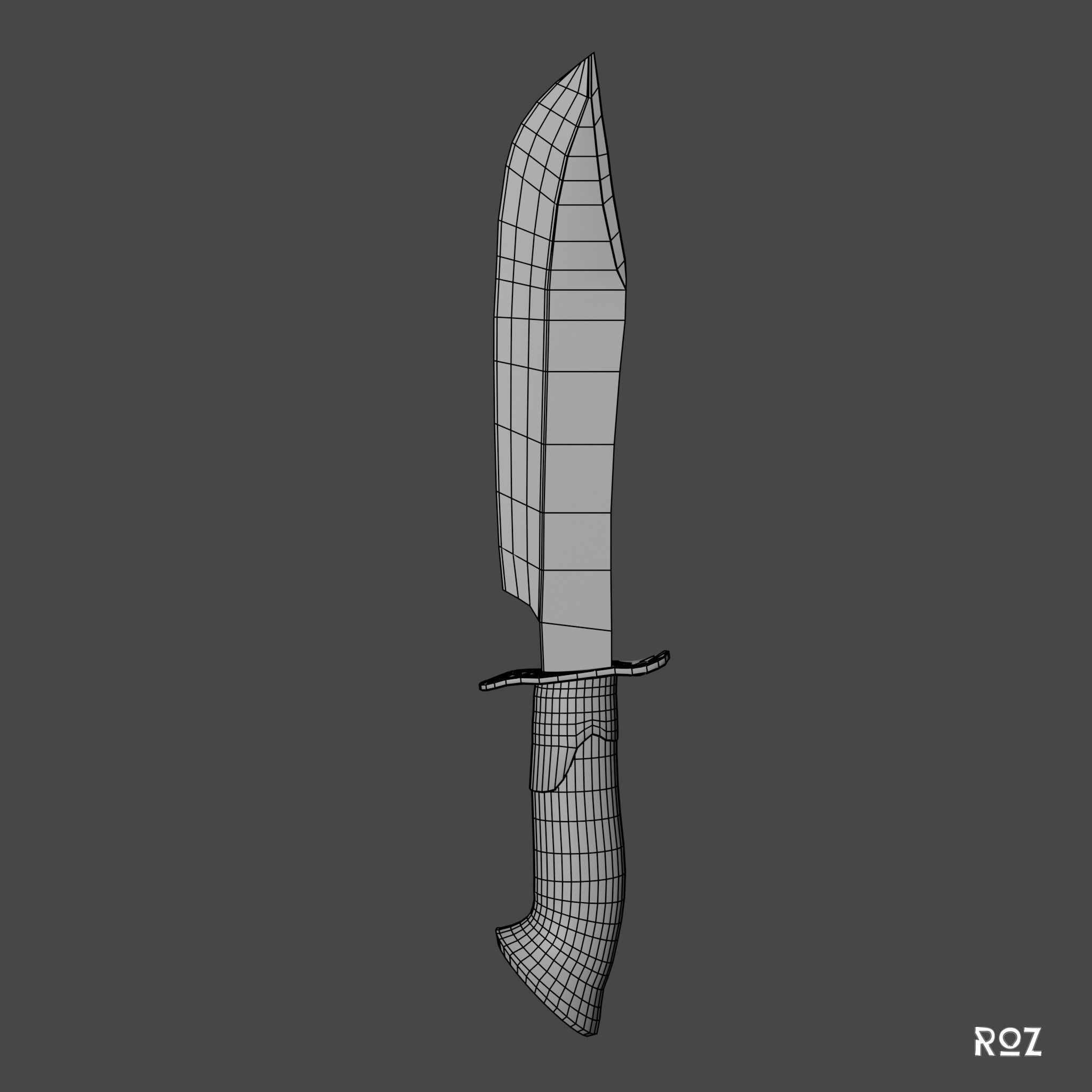 Bowie Knife and Scabbard Low-poly 3D model_17
