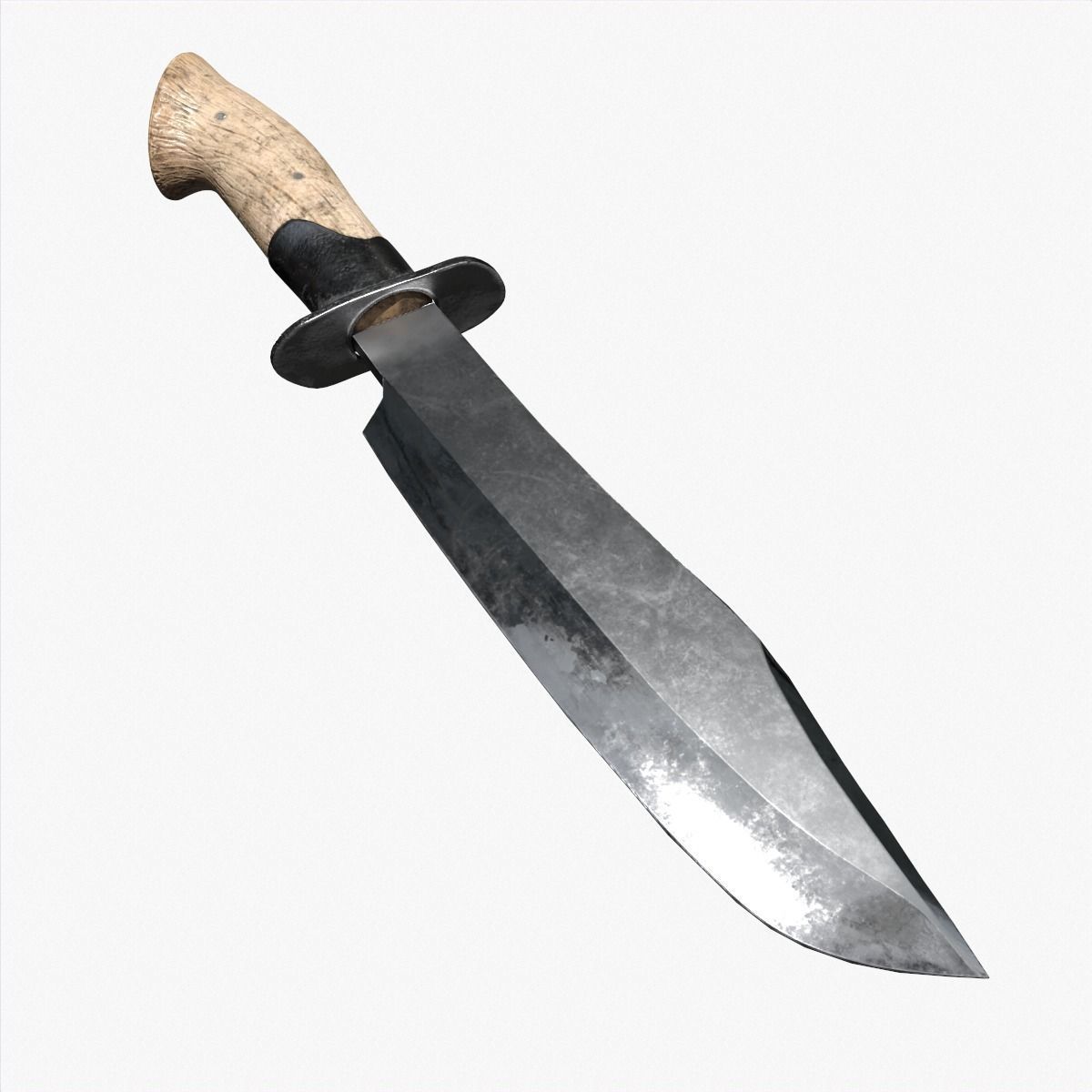 Bowie Knife and Scabbard Low-poly 3D model_11