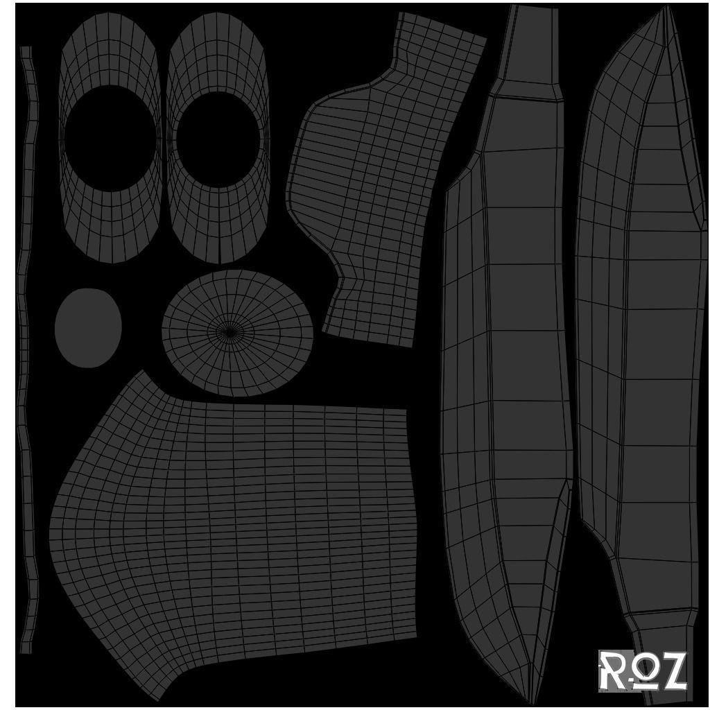 Bowie Knife and Scabbard Low-poly 3D model_20