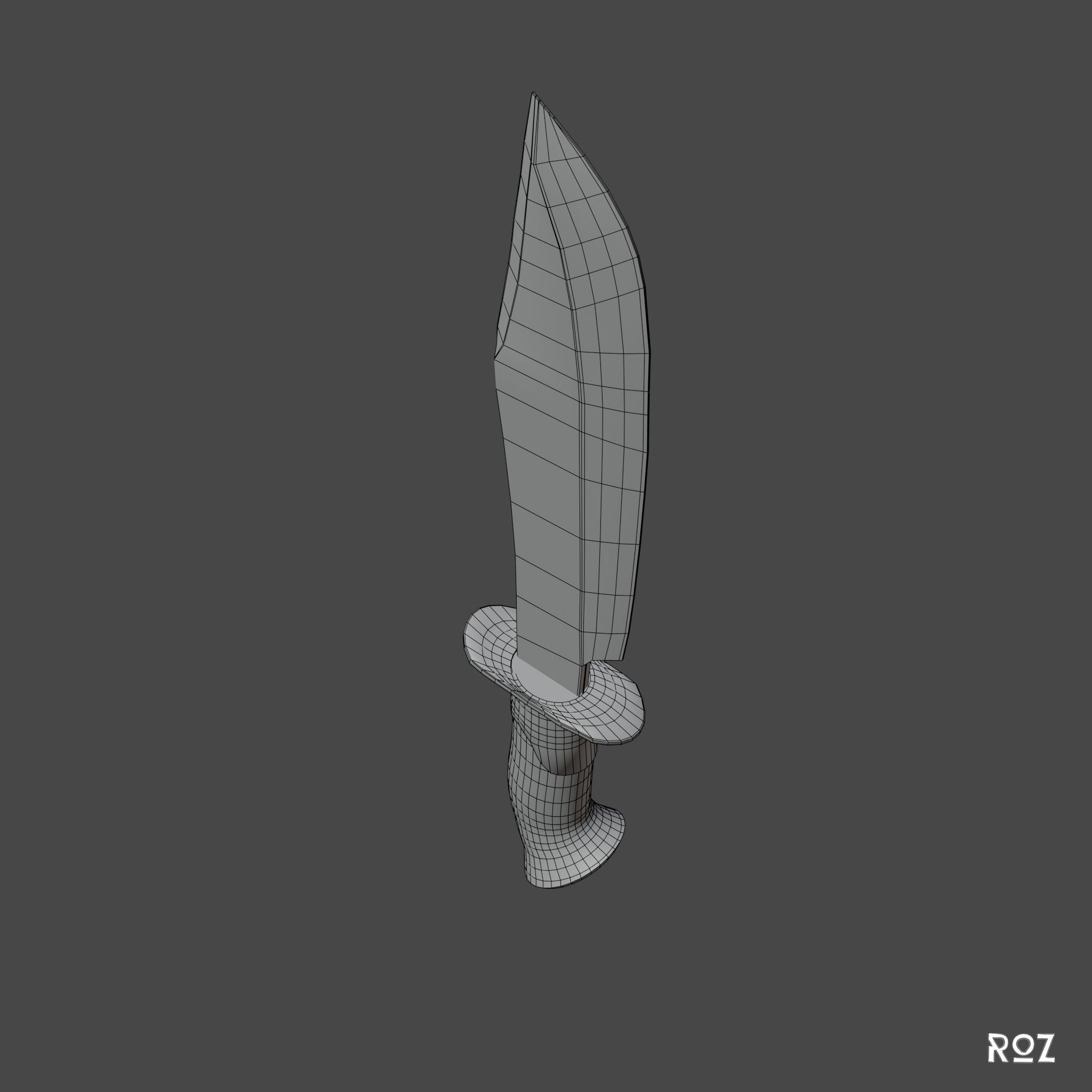 Bowie Knife and Scabbard Low-poly 3D model_16