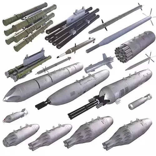 Rockets And Gun Pods Collection Low-poly 3D model