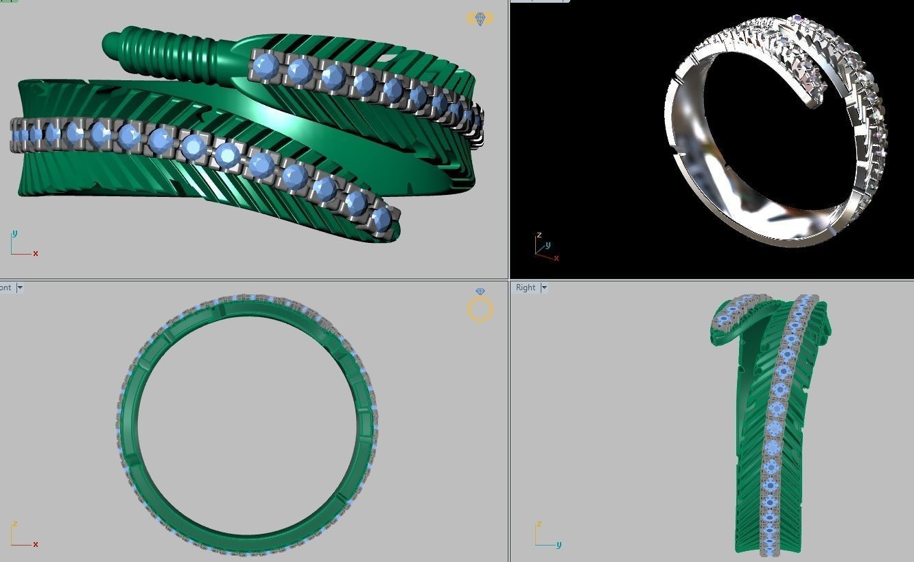 Feather Ring 3D print model_8