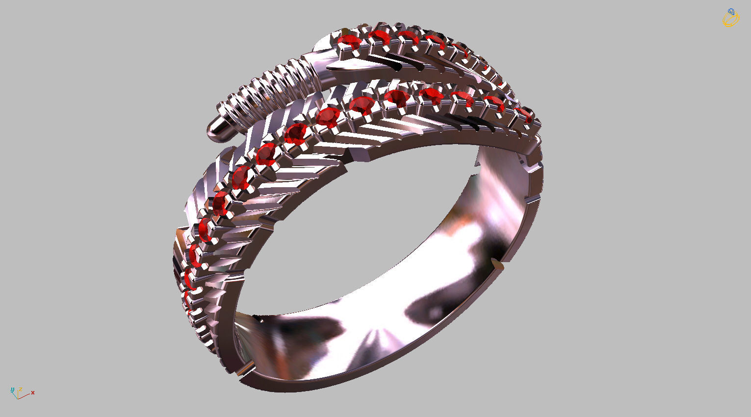 Feather Ring 3D print model_3