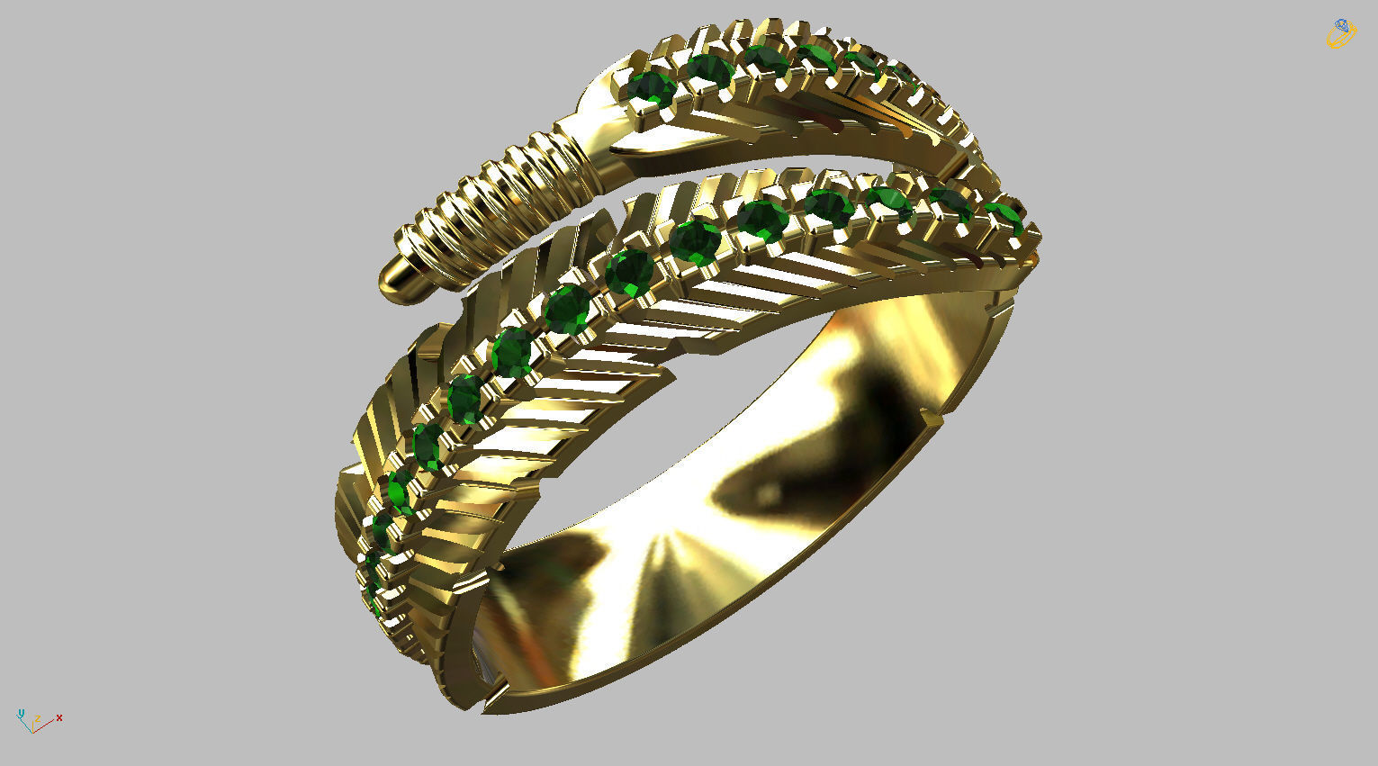 Feather Ring 3D print model_5