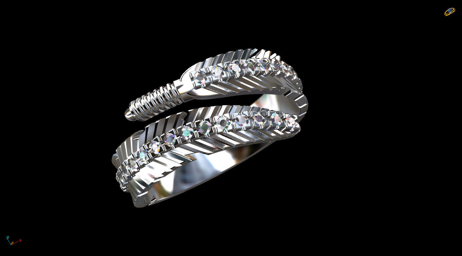 Feather Ring 3D print model_4