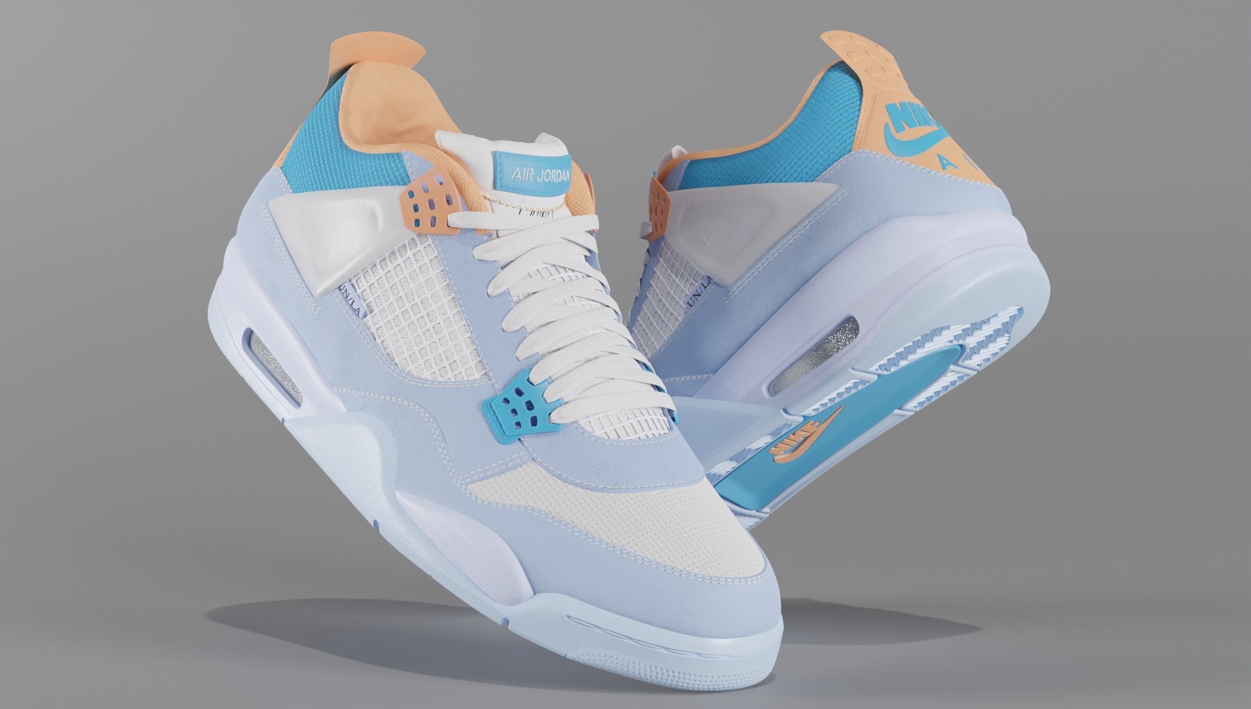 Jordan 4 Union LA Blue Low-poly 3D model_58