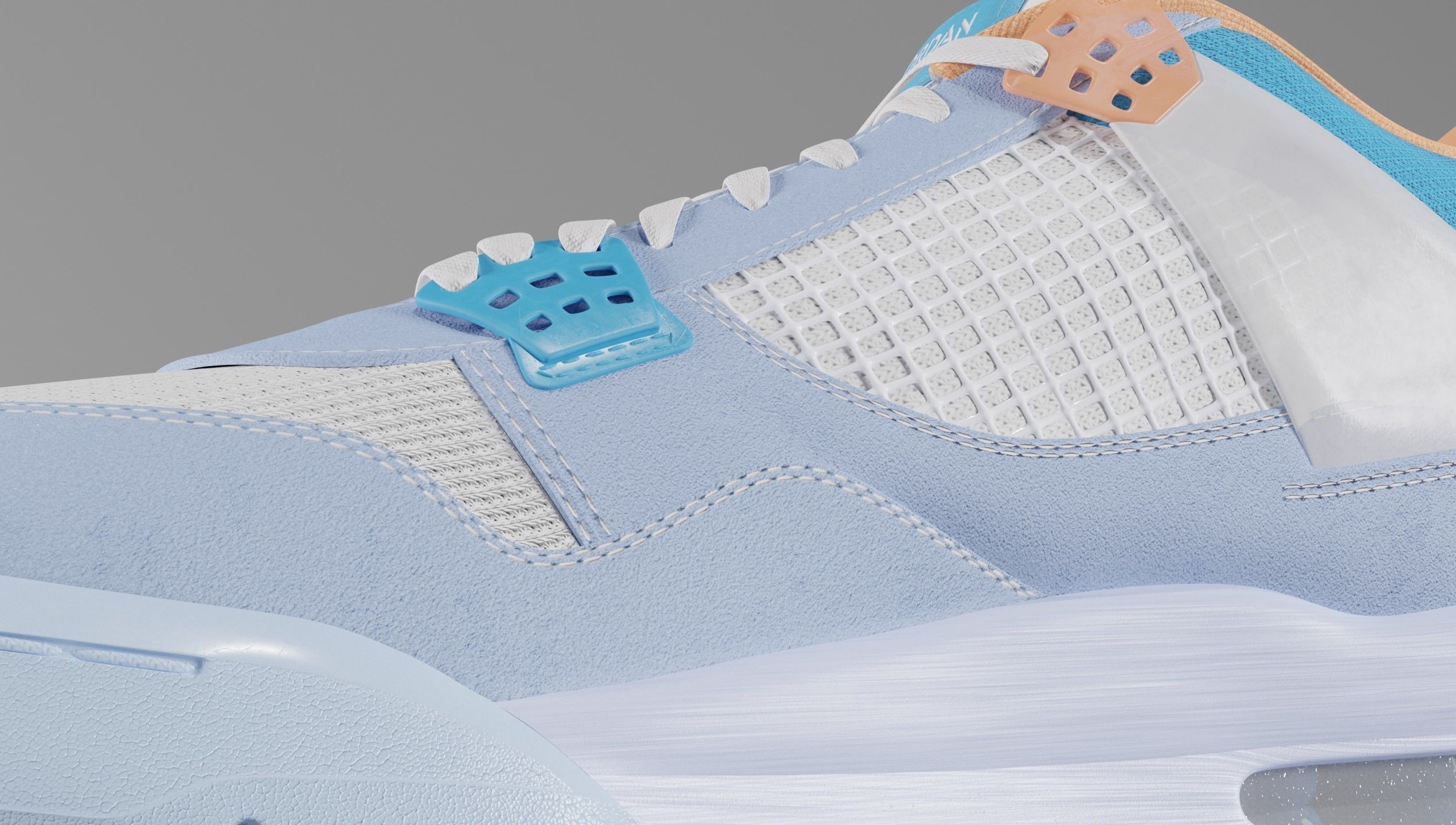 Jordan 4 Union LA Blue Low-poly 3D model_55