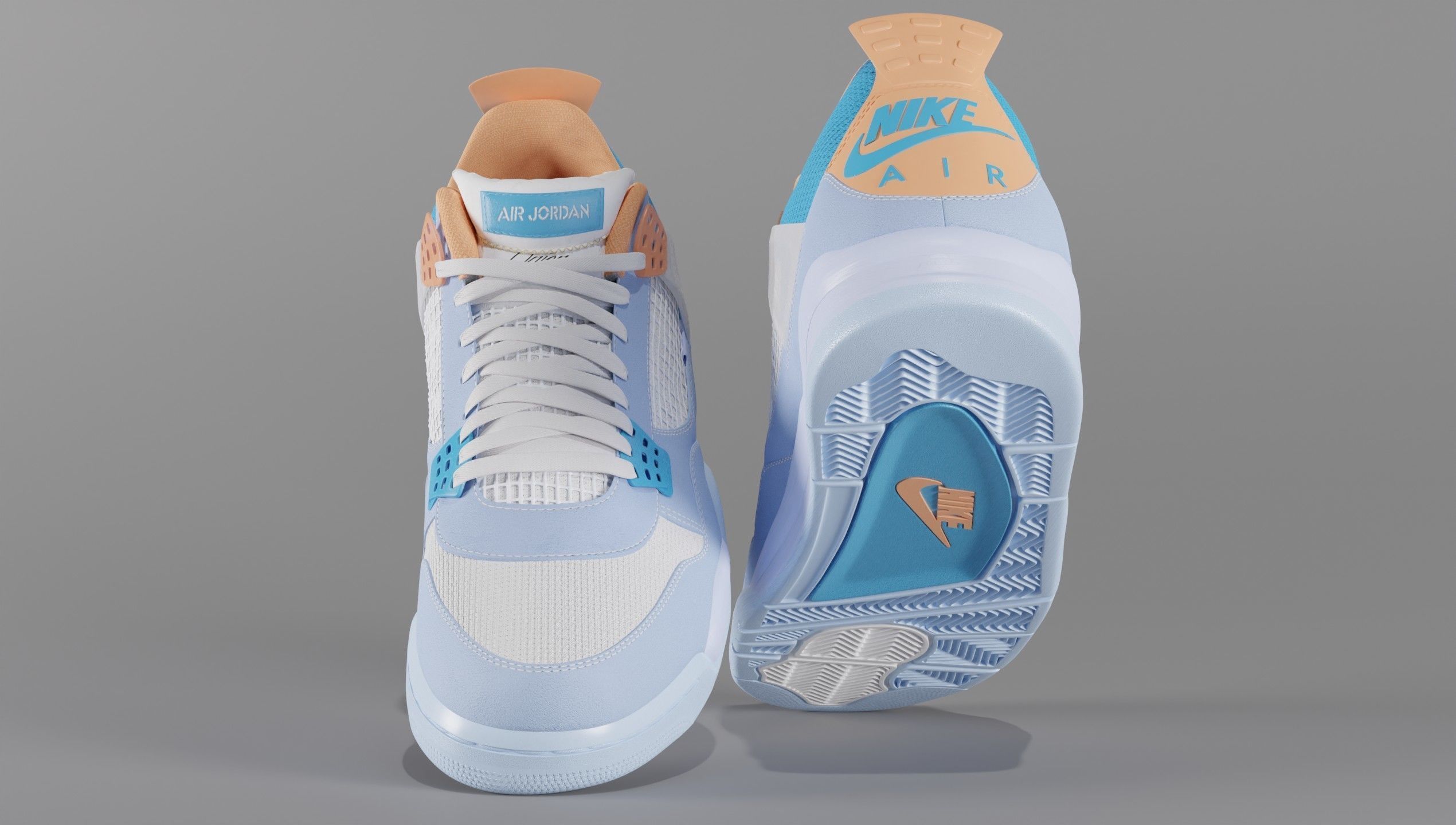 Jordan 4 Union LA Blue Low-poly 3D model_13