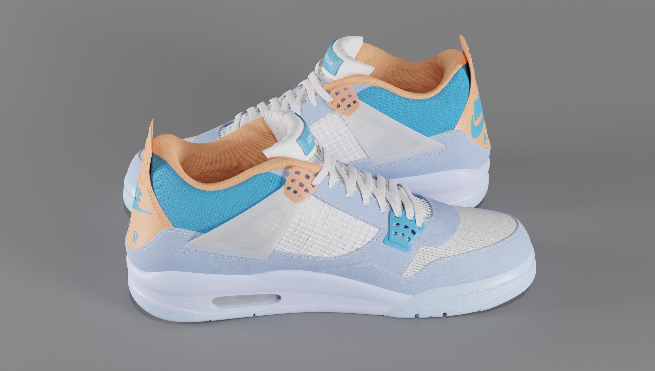 Jordan 4 Union LA Blue Low-poly 3D model_48