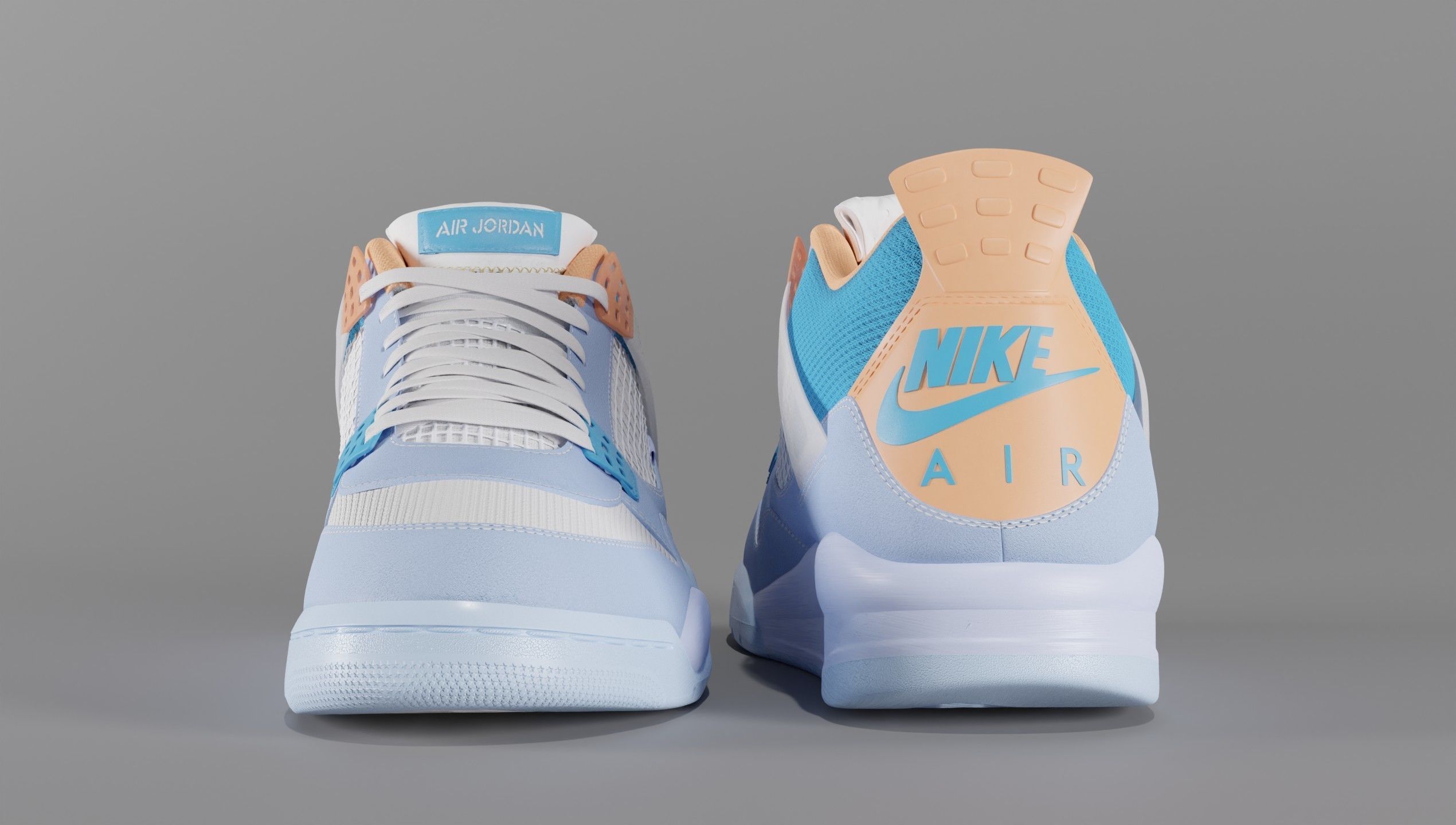 Jordan 4 Union LA Blue Low-poly 3D model_38