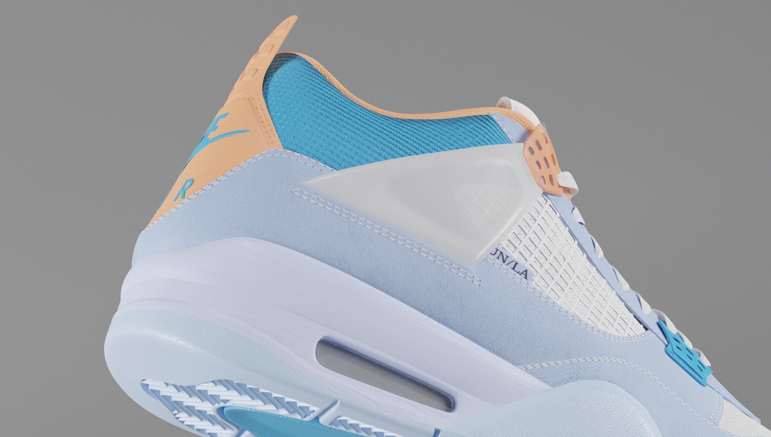 Jordan 4 Union LA Blue Low-poly 3D model_15