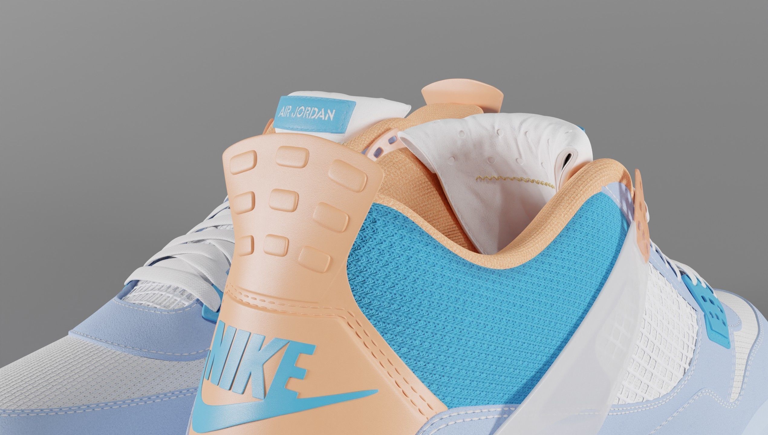 Jordan 4 Union LA Blue Low-poly 3D model_60