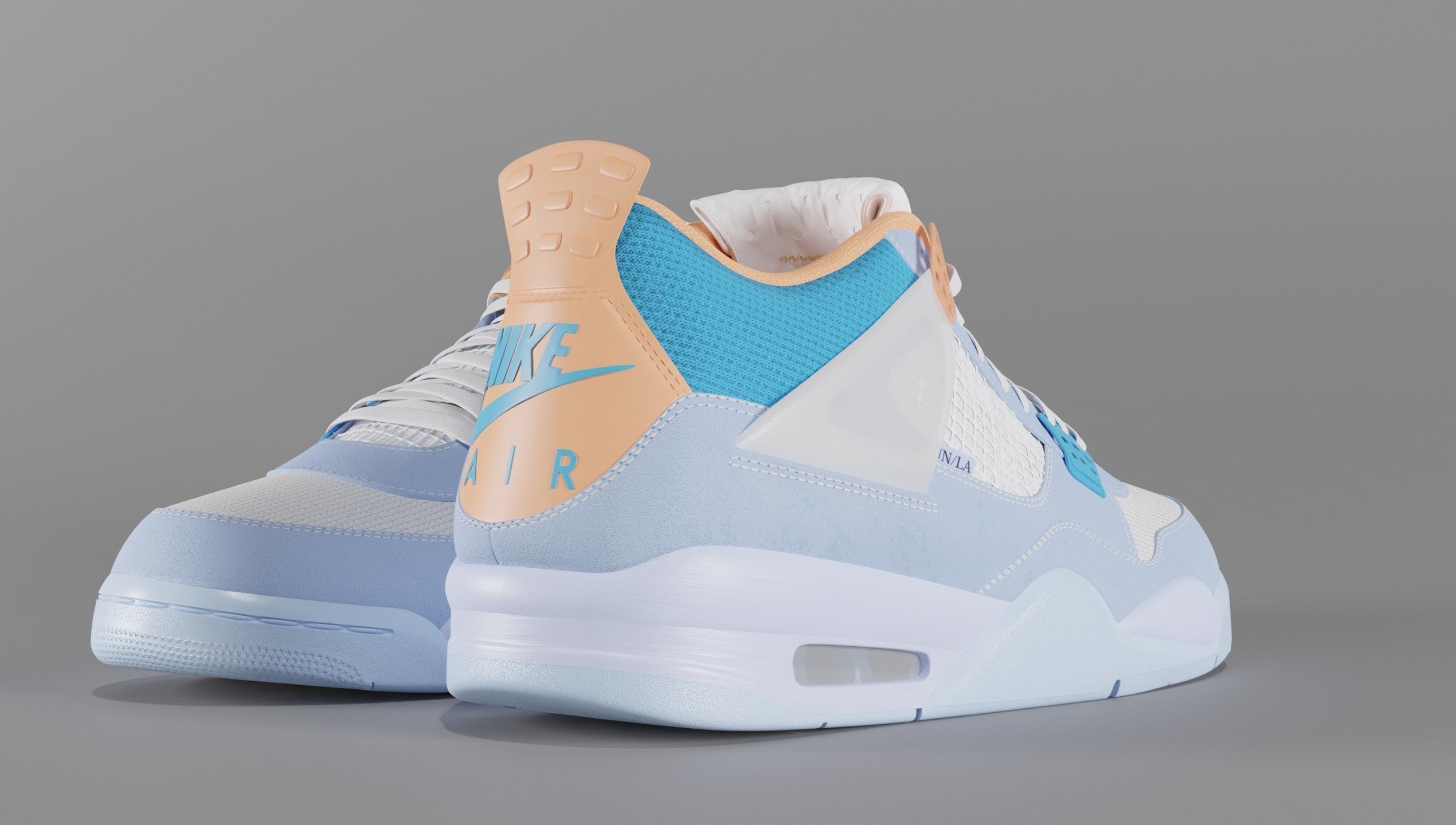 Jordan 4 Union LA Blue Low-poly 3D model_30