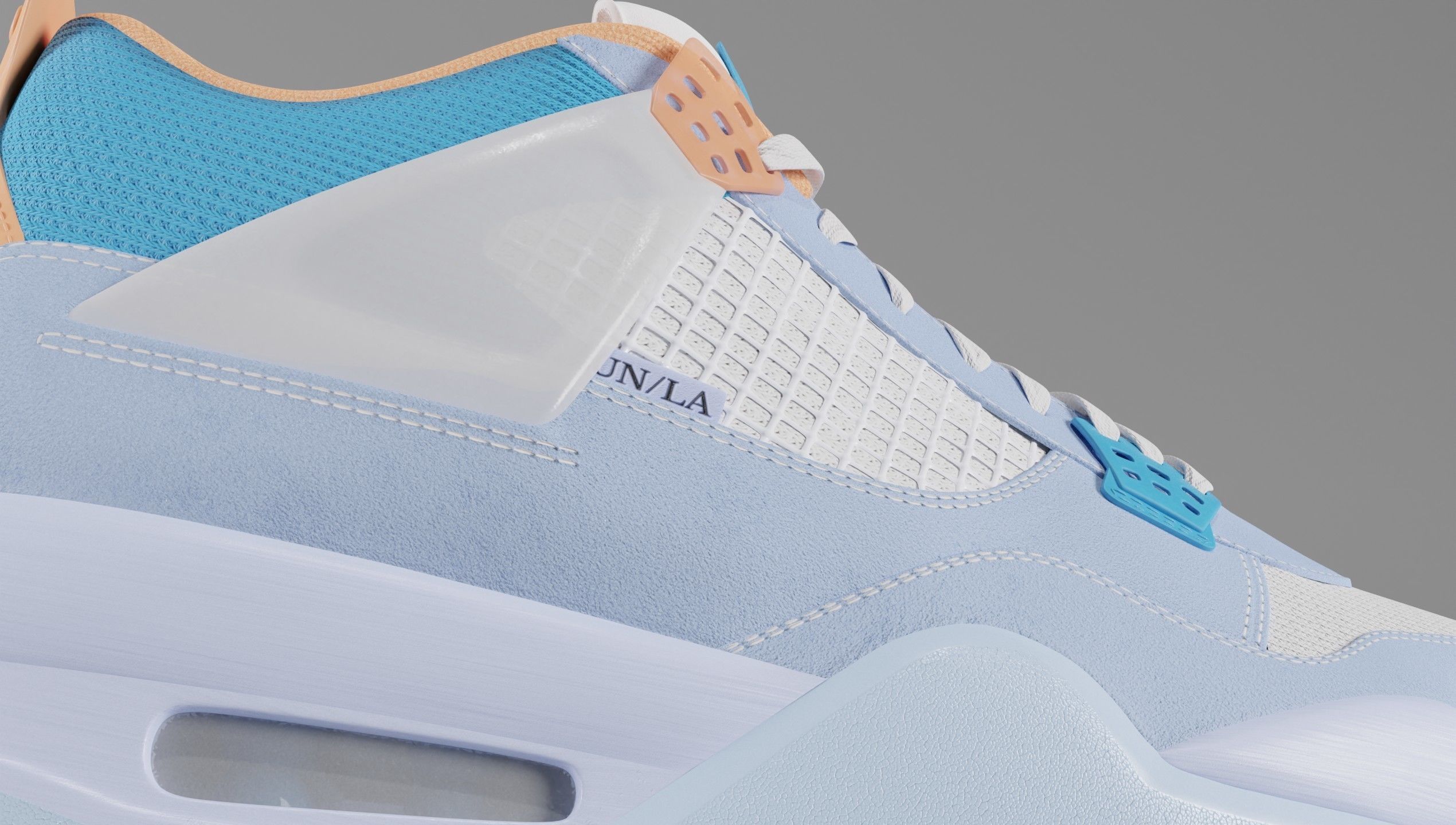 Jordan 4 Union LA Blue Low-poly 3D model_28