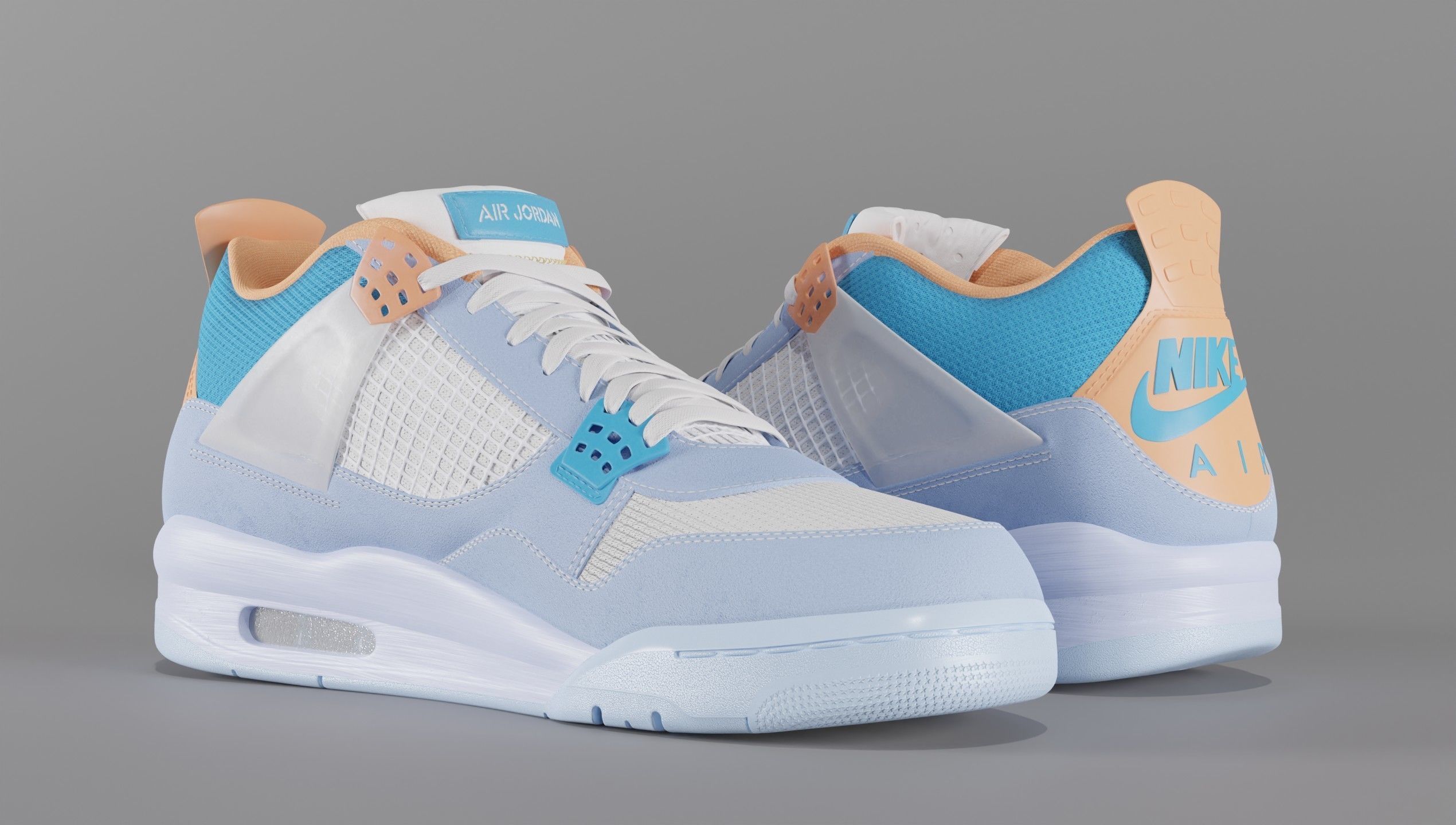 Jordan 4 Union LA Blue Low-poly 3D model_44