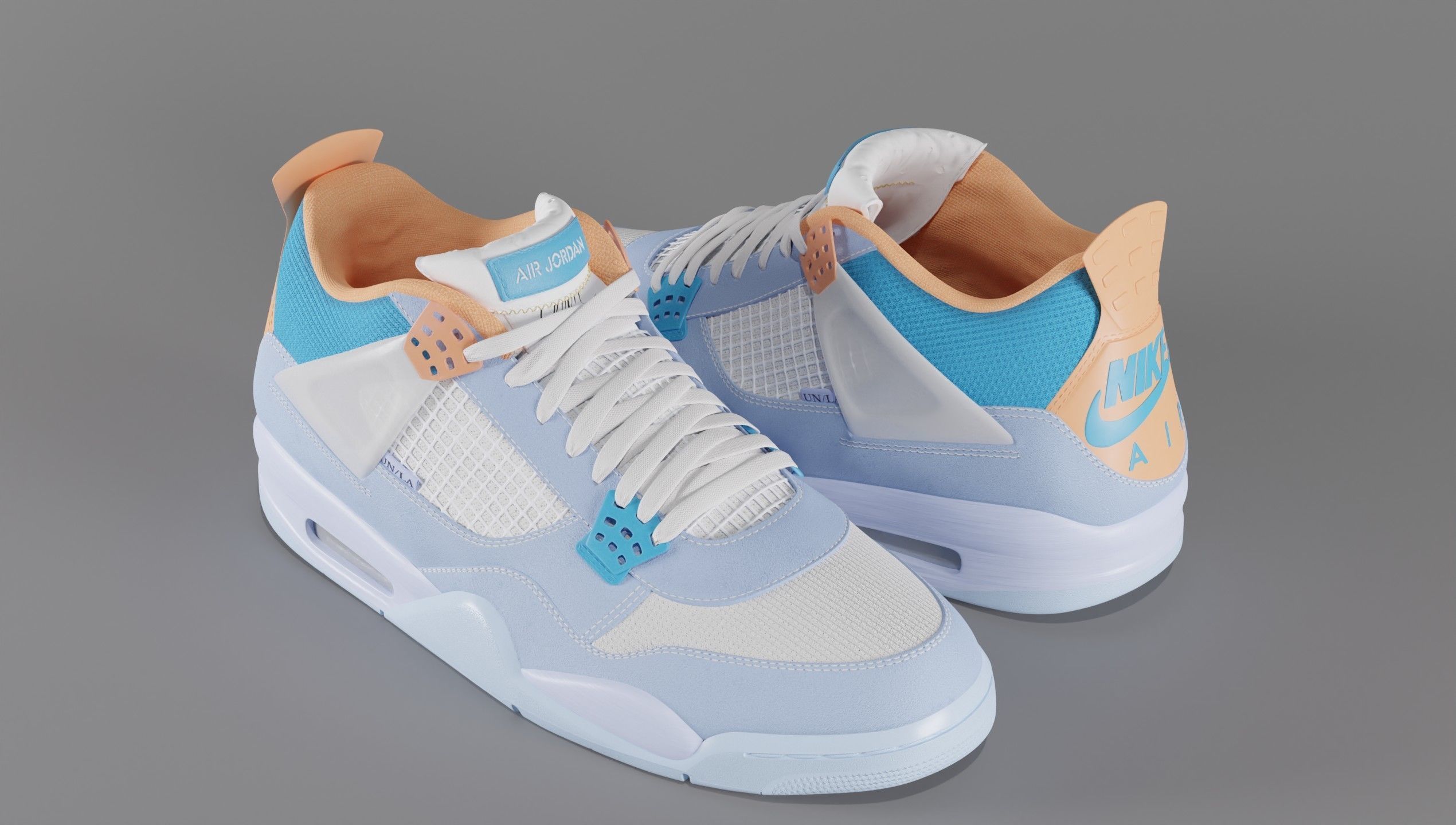 Jordan 4 Union LA Blue Low-poly 3D model_20