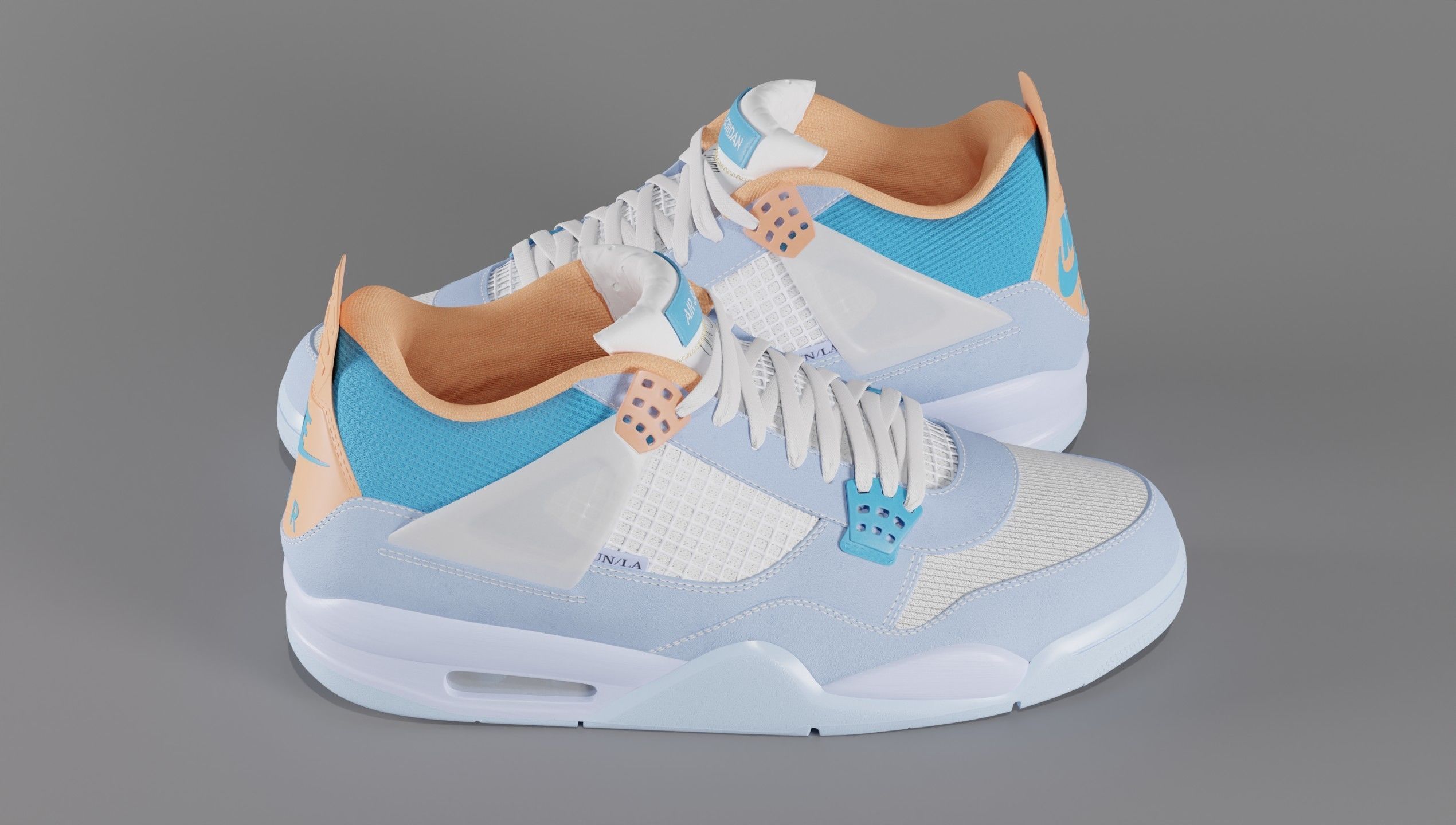 Jordan 4 Union LA Blue Low-poly 3D model_26