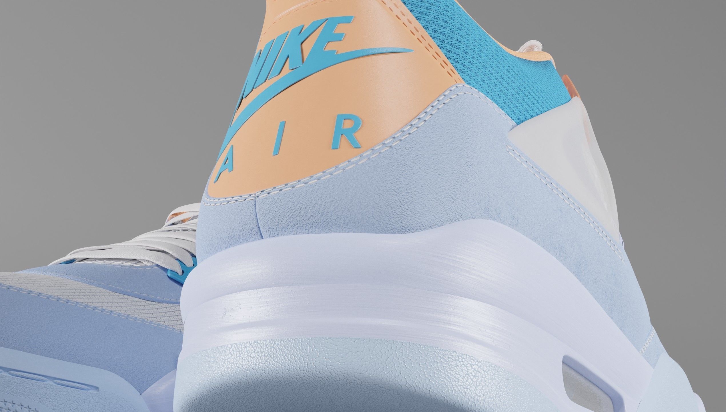 Jordan 4 Union LA Blue Low-poly 3D model_36